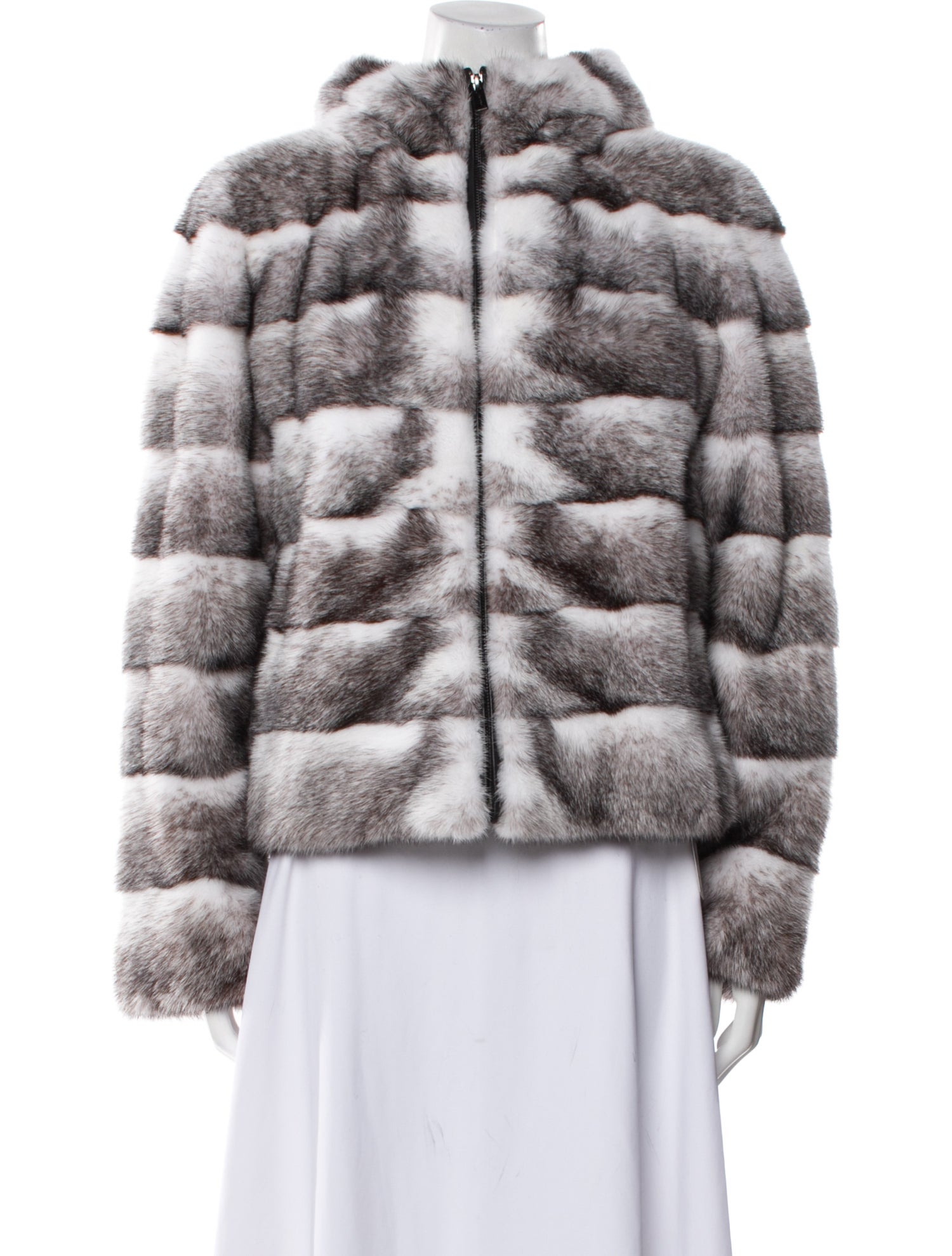 Gorski Mink Colorblock Pattern Faux Fur Jacket w/ Tags