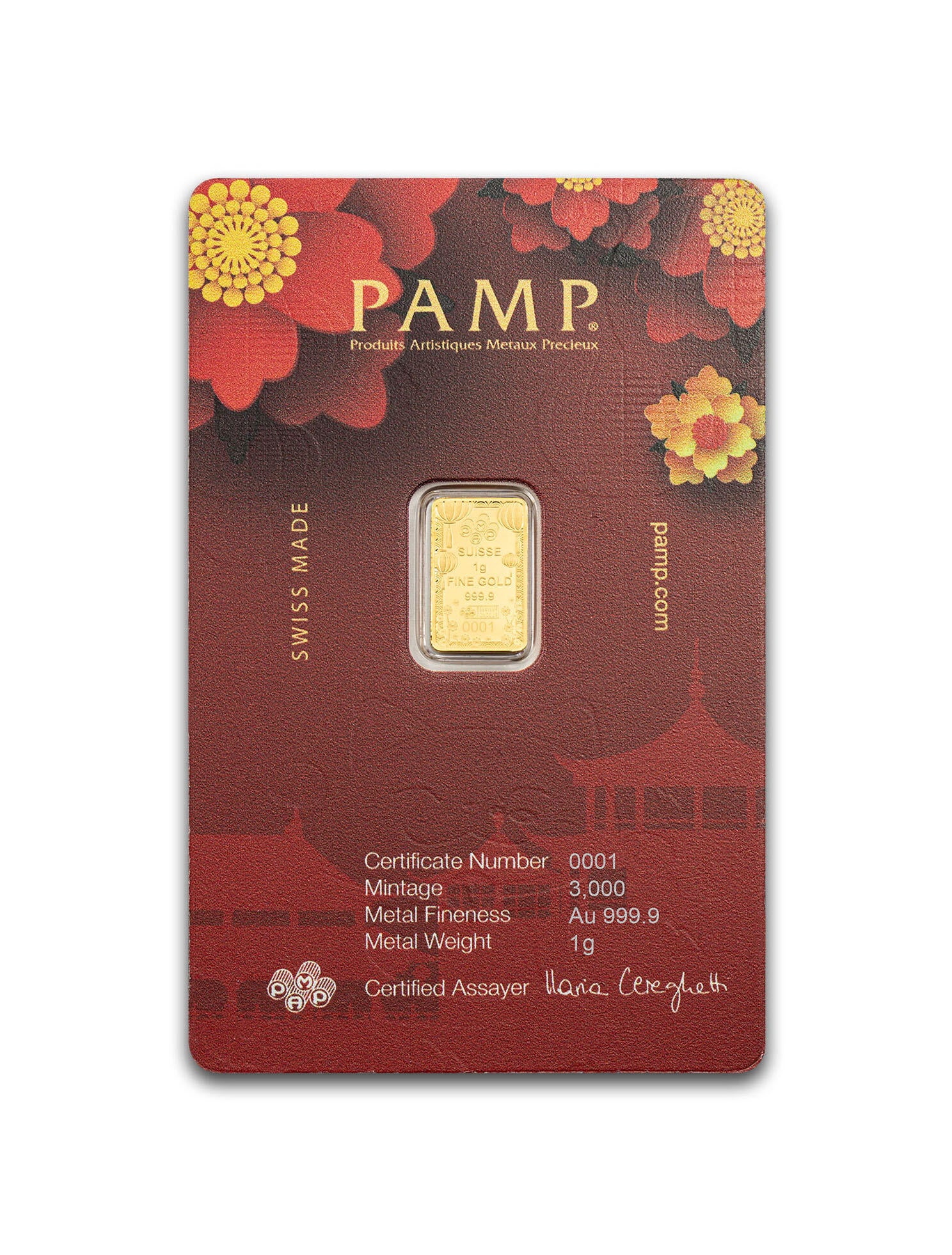 PAMP Suisse Limited Mintage 'Maneki-Neko' Lucky Cat 1g Gold Bar