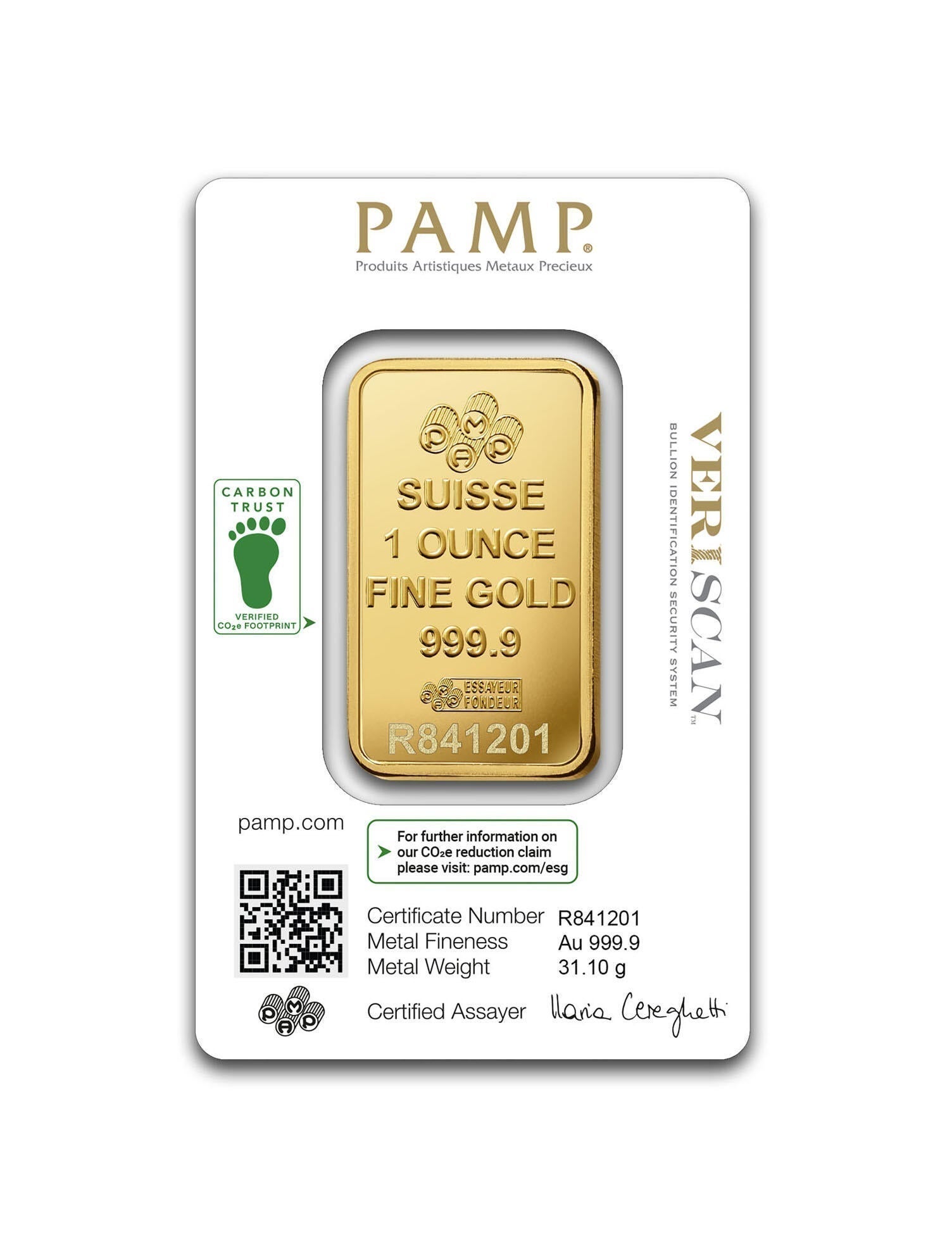 PAMP Suisse Lady Fortuna VERISCAN™ 1oz Gold Bar