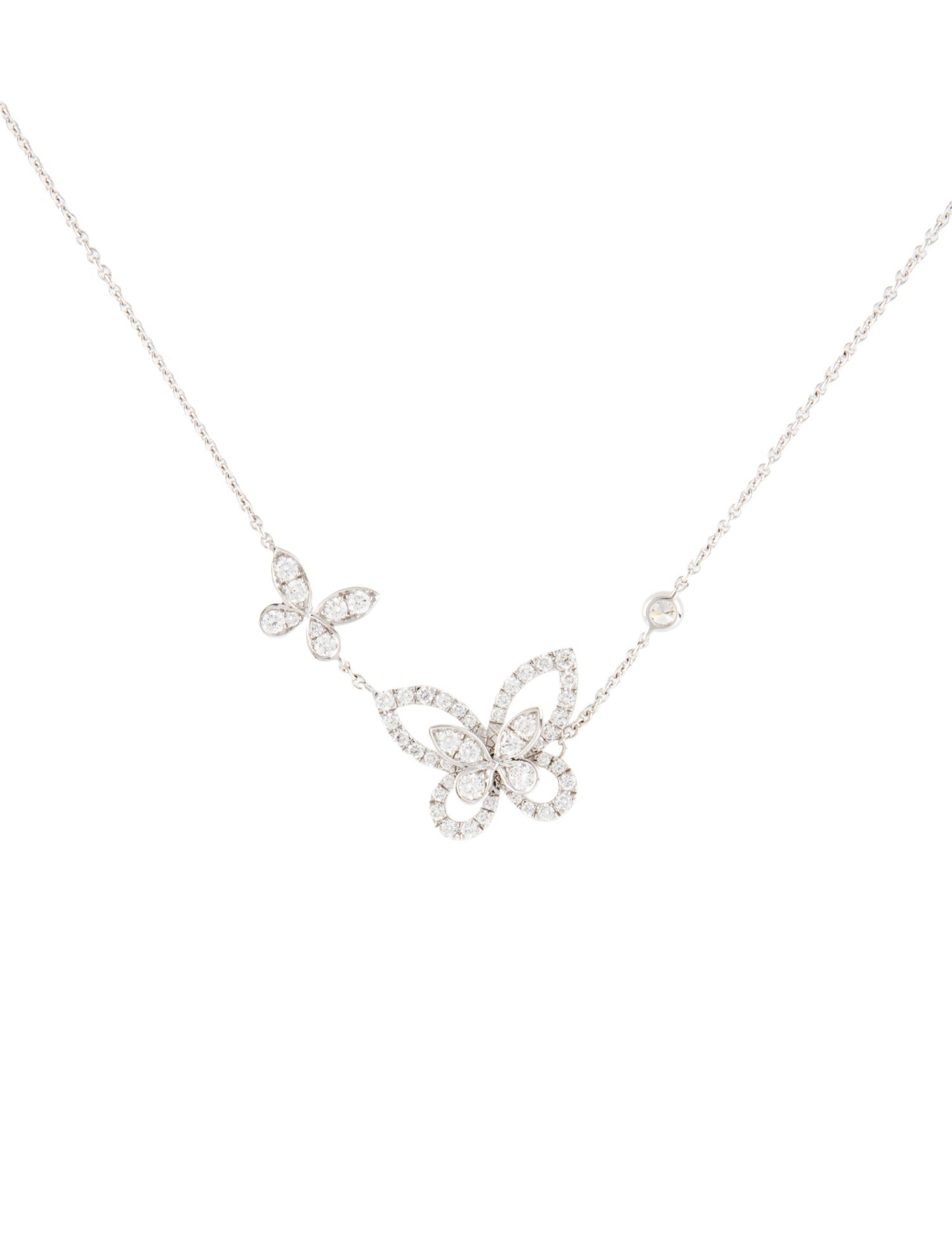 Graff 18K Diamond Double Butterfly Silhouette Pendant Necklace
