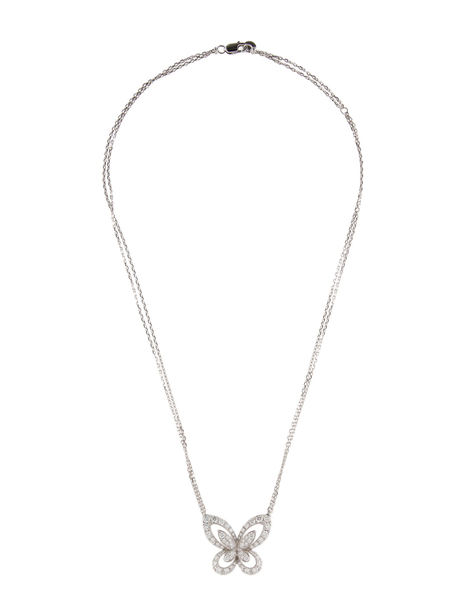 Graff 18K 2.17ctw Diamond Large Butterfly Silhouette Pendant Necklace