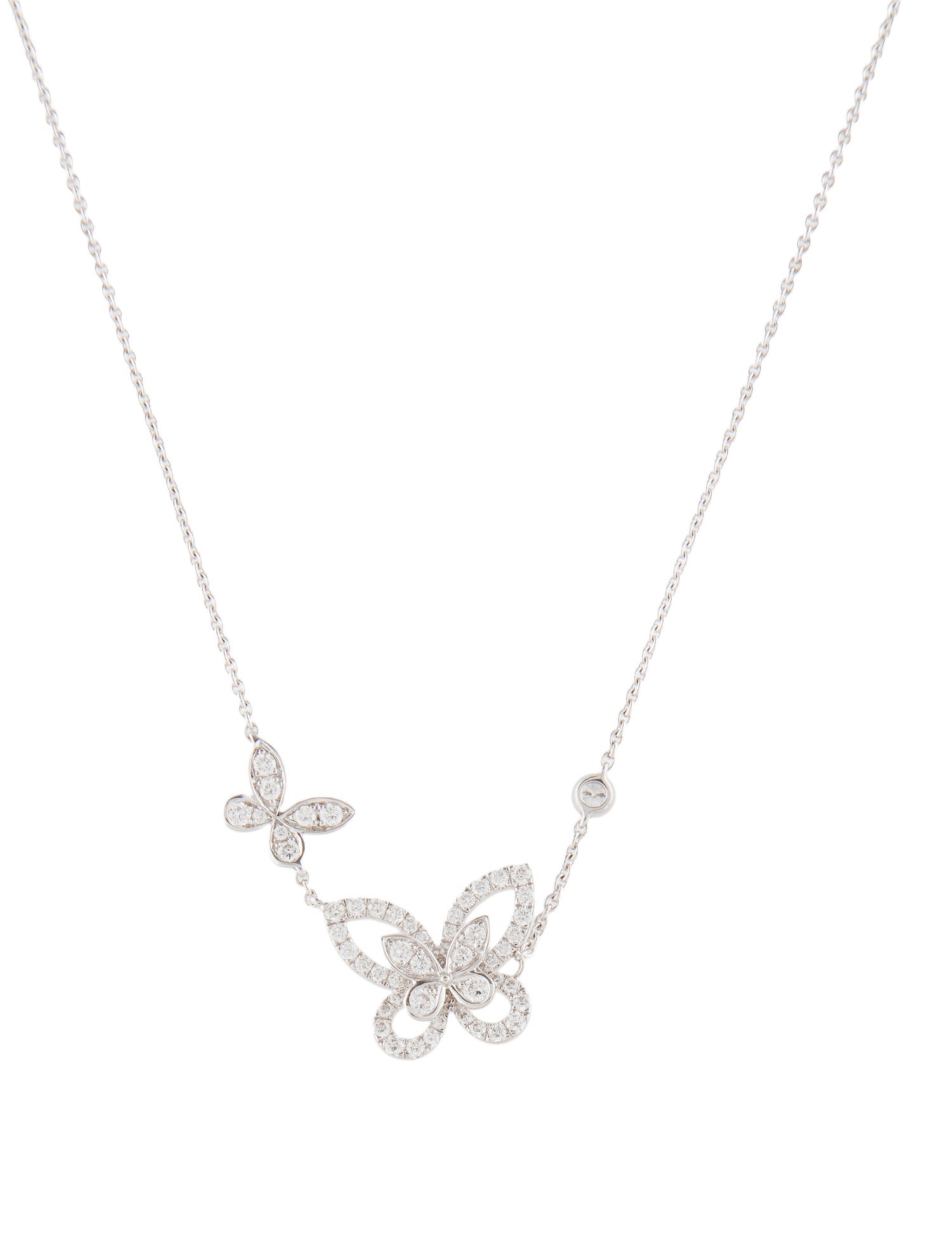 Graff 18K Diamond Double Butterfly Silhouette Pendant Necklace
