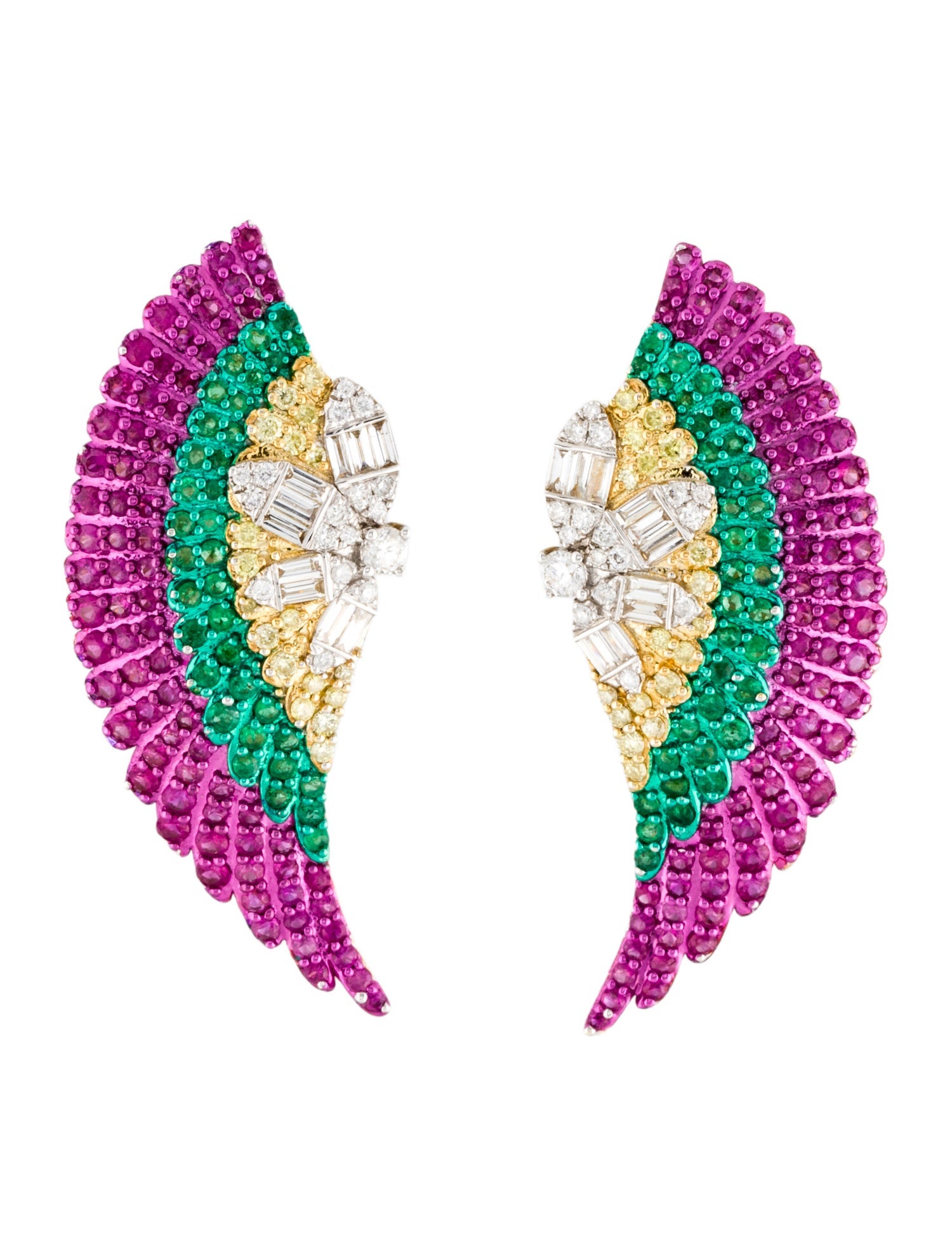 Graziela 18K Diamond, Ruby & Emerald Asa Statement Earrings