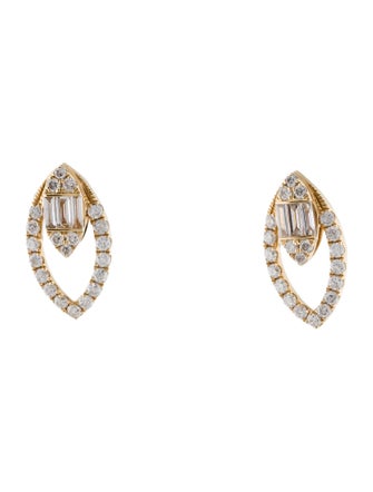 Graziela 18K Diamond Pluma Marquesa Open Stud Earrings
