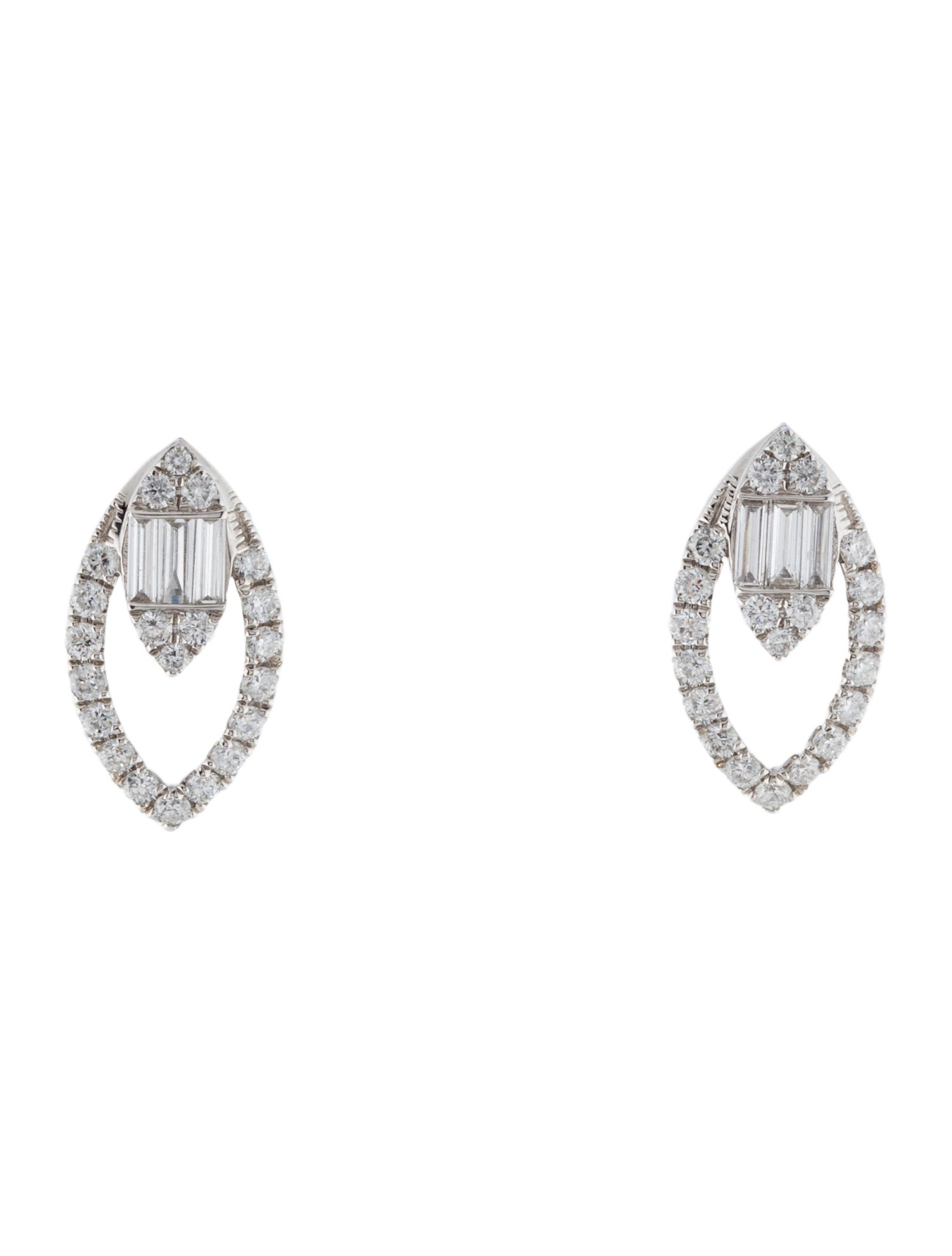 Graziela 18K Diamond Pluma Marquesa Open Stud Earrings