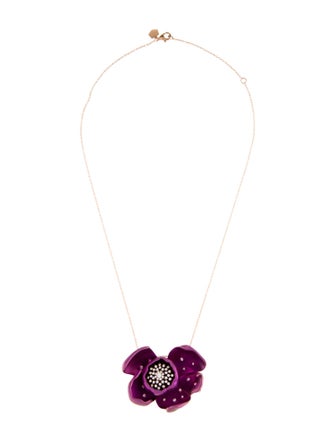 Graziela Diamond Large Orchid Brooch Pendant Necklace