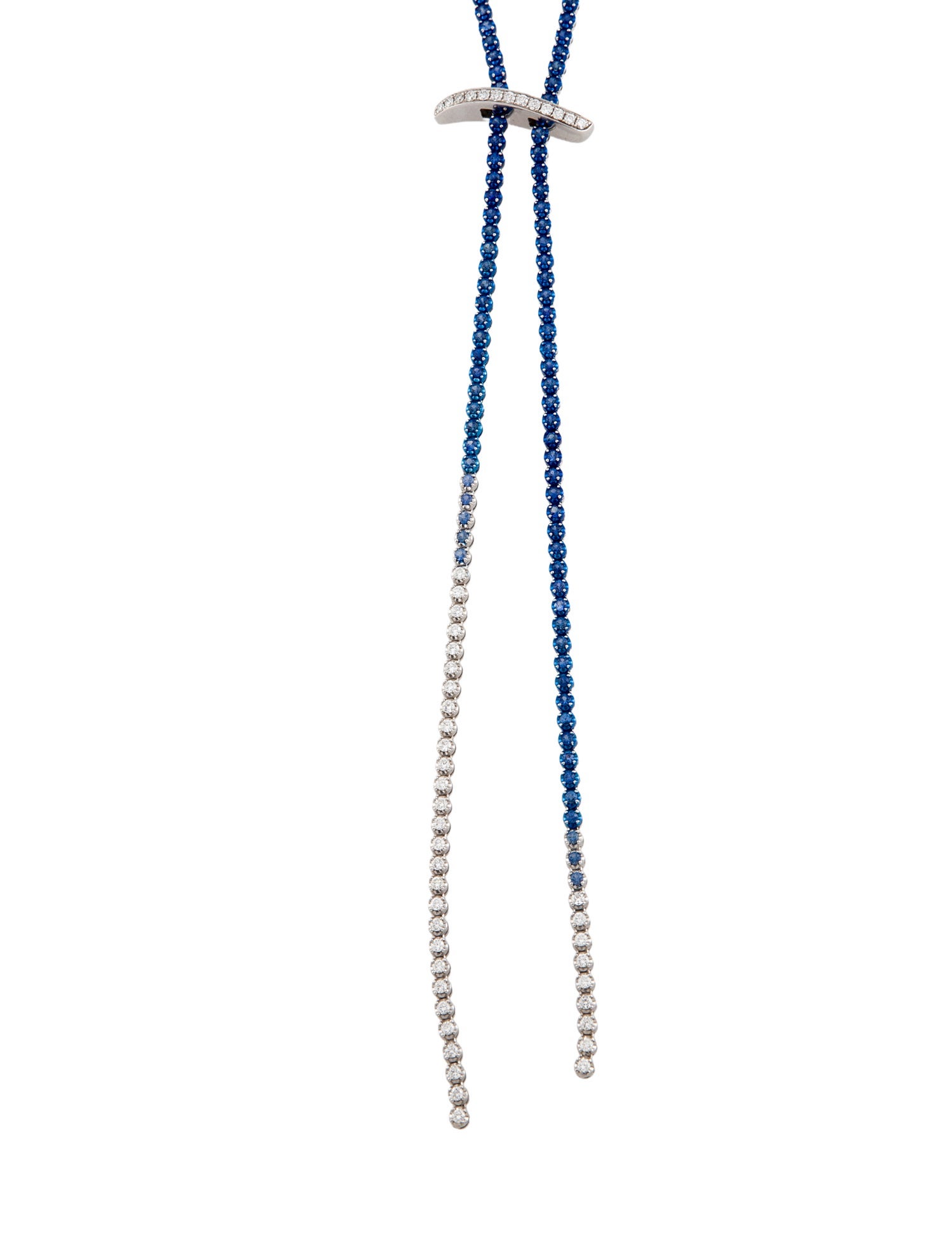 Graziela 18K Sapphire & Diamond Mega Swirl Ombre Slide Bolo Necklace