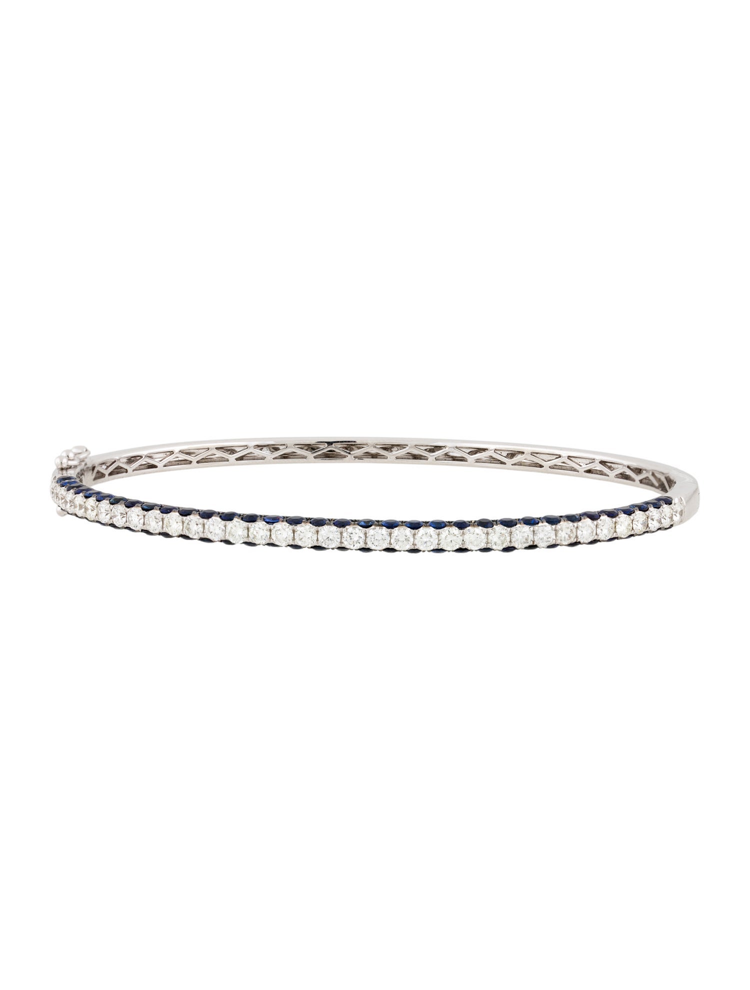 Graziela 18K Sapphire & Diamond Hinged 3 Sided Bangle