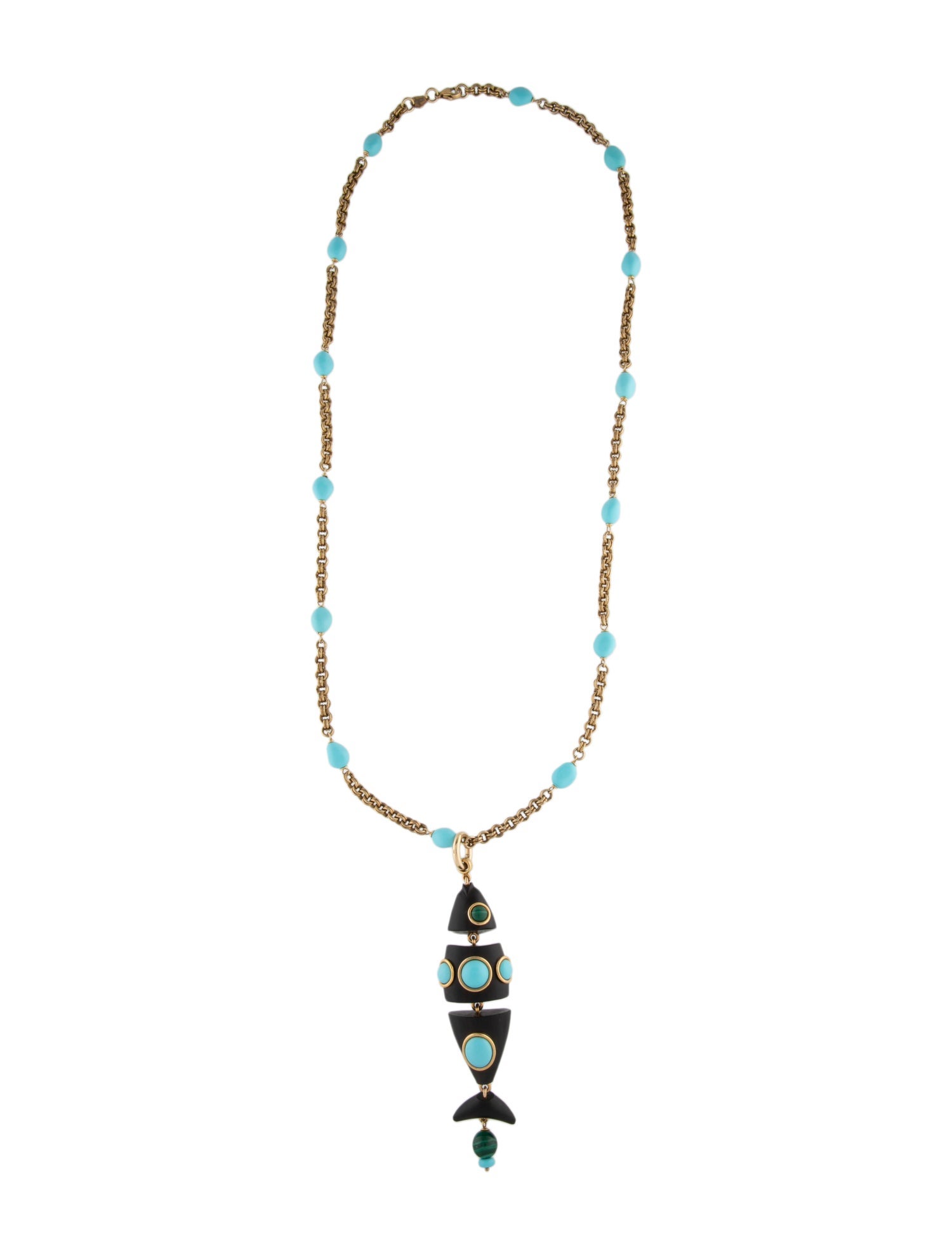 アクセサリー bisaorica Grazia & Marica Vozza Malachite,Wood & Resin Fish Pendant Necklace
