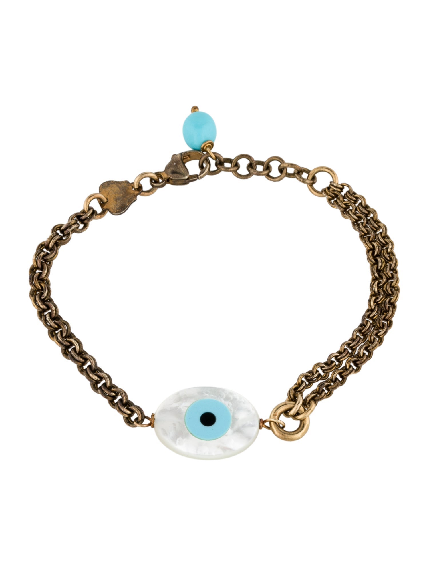 Grazia & Marica Vozza Mother of Pearl, Composite Turquoise, & Resin Evil Eye Bracelet