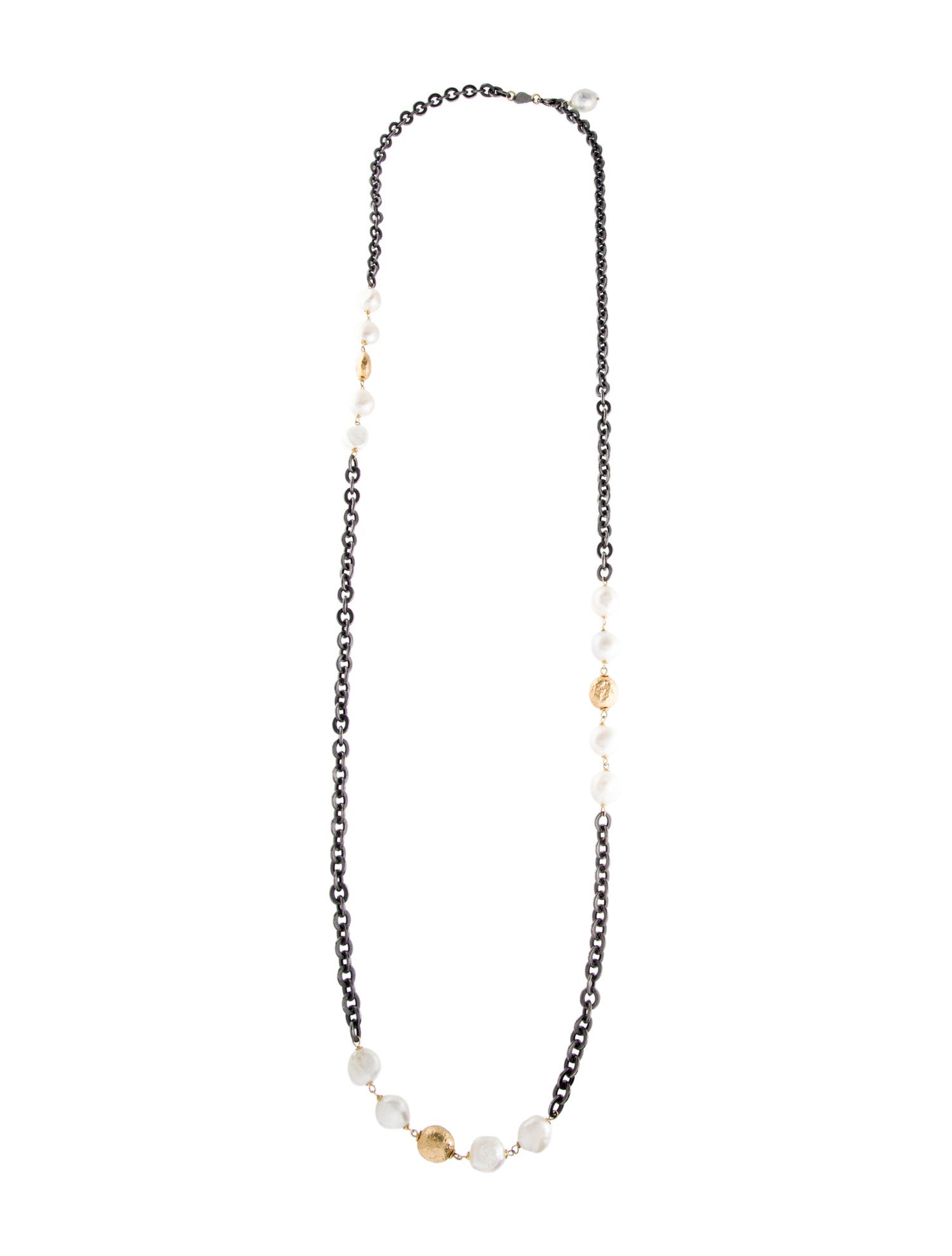 Grazia & Marica Vozza Pearl Two-Tone Long Chain Necklace