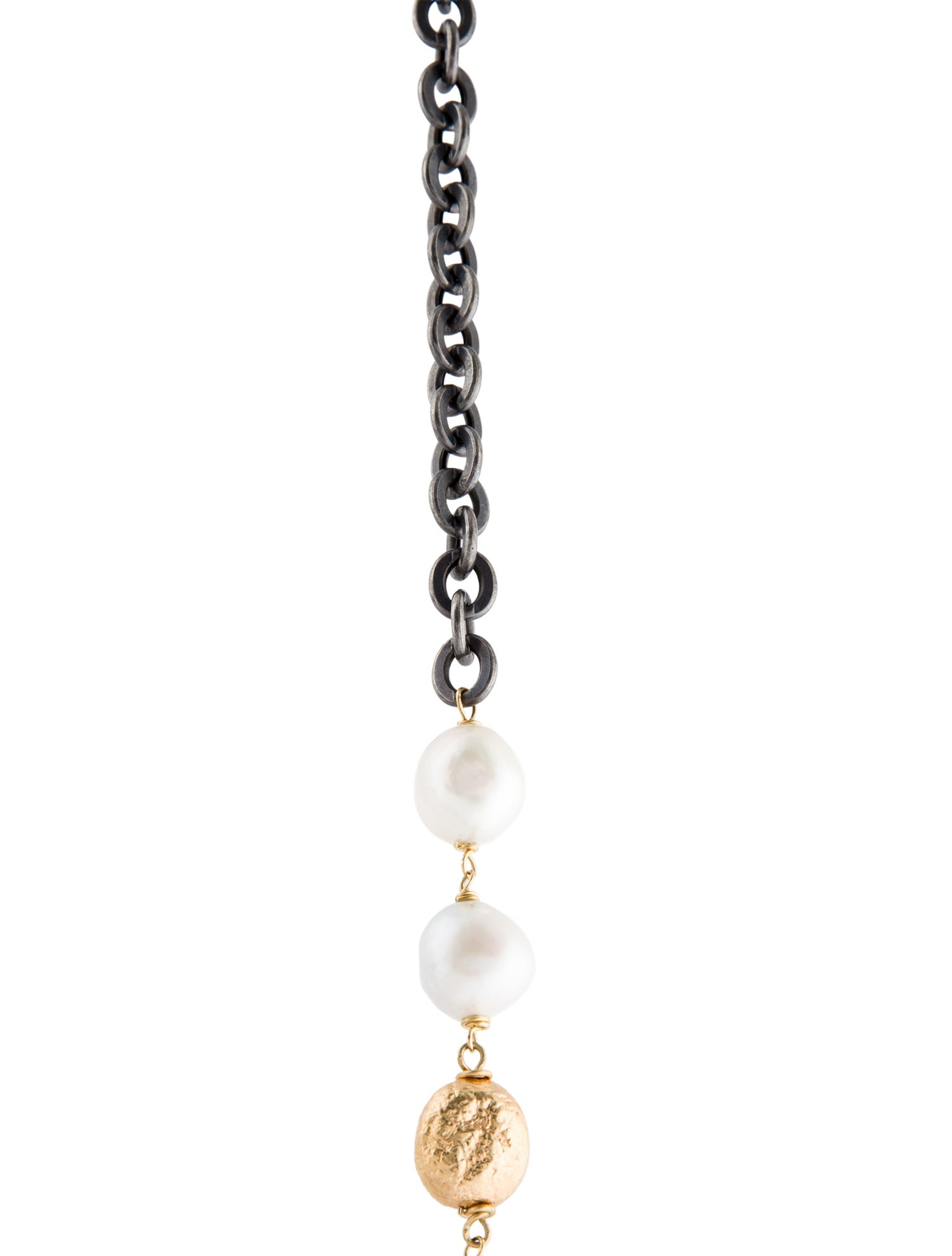 Pearl Two-Tone Long Chain Necklace