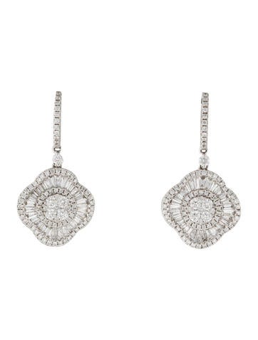 Gregg Ruth 18K Round & Baguette Cut Diamond Drop Earrings