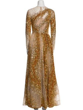 Georges Hobeika Crew Neck Long Dress