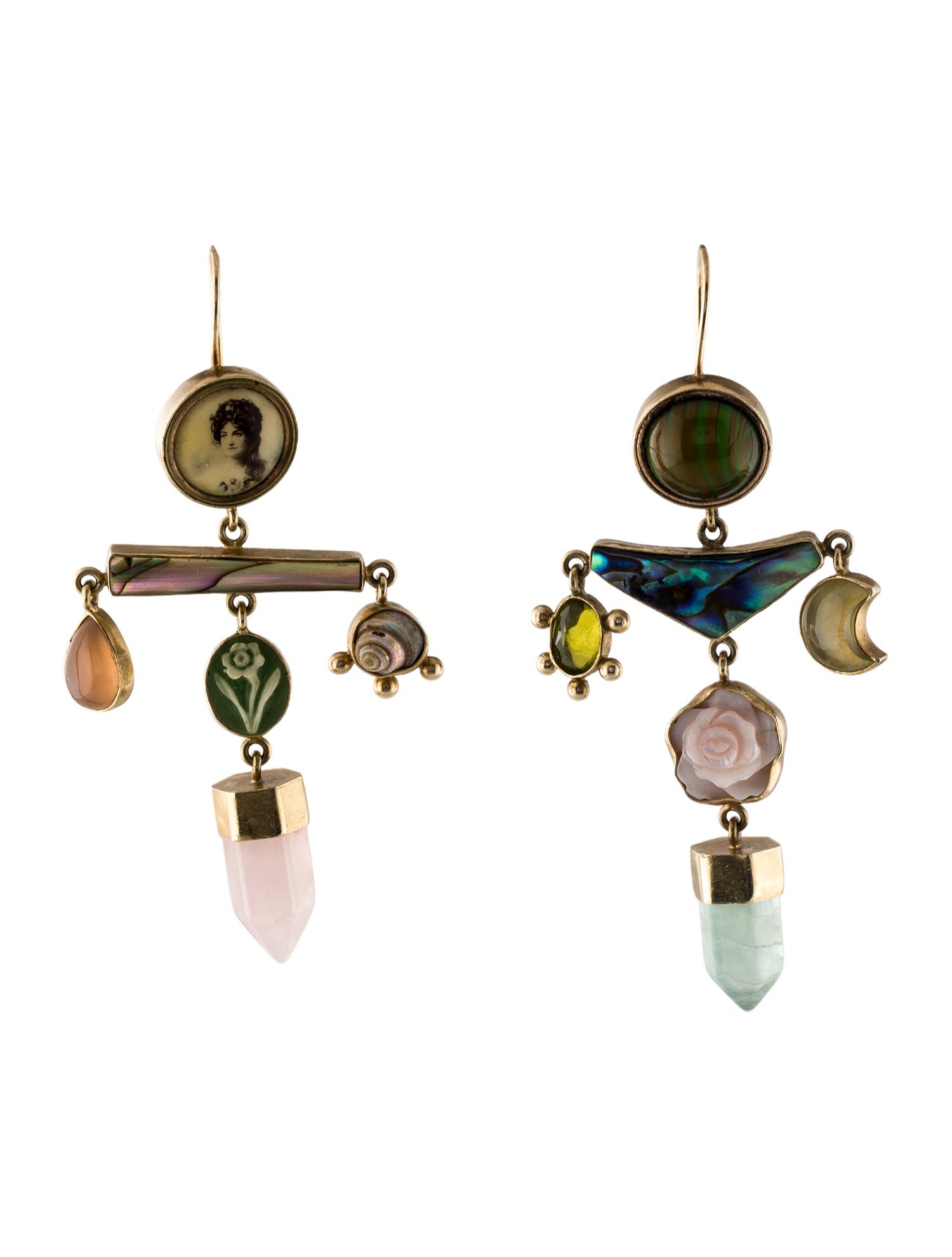 Grainne Morton Mother of Pearl, Abalone & Multistone Balance Drop Earrings