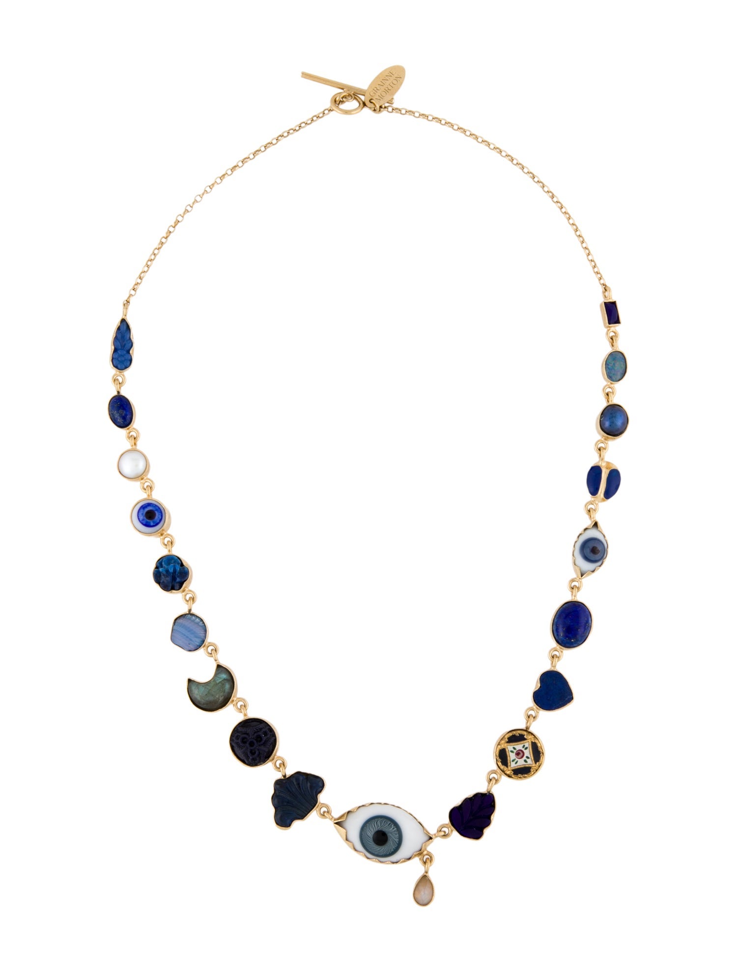 Grainne Morton Multistone & Pearl Eye Teardrop Charm Necklace