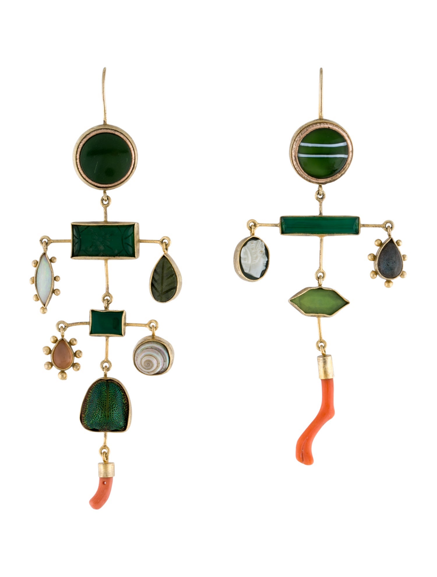 Grainne Morton Multistone Multilayer Balance Coral Drop Earrings