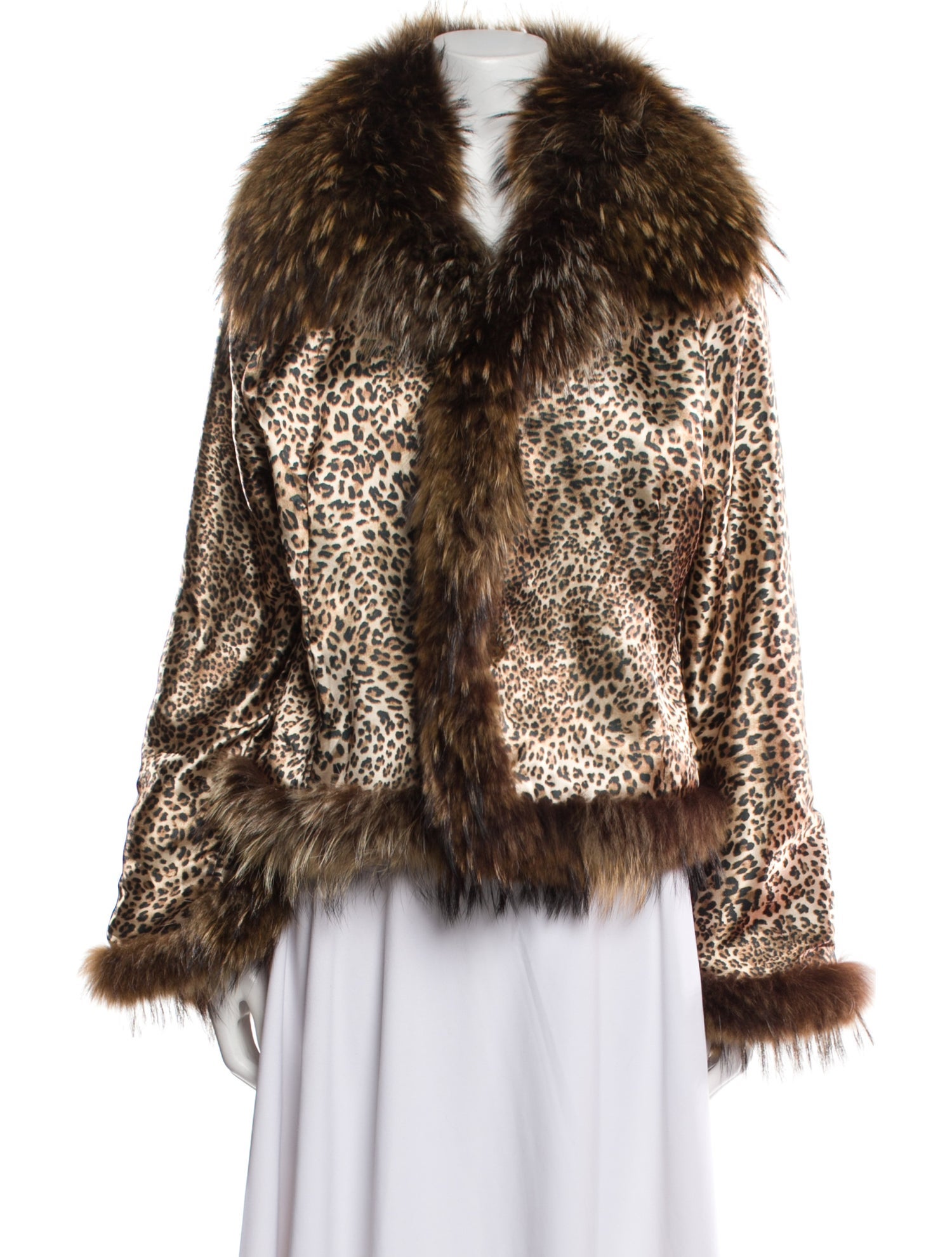 Giorgio Rotti Leather Printed Faux Fur Jacket