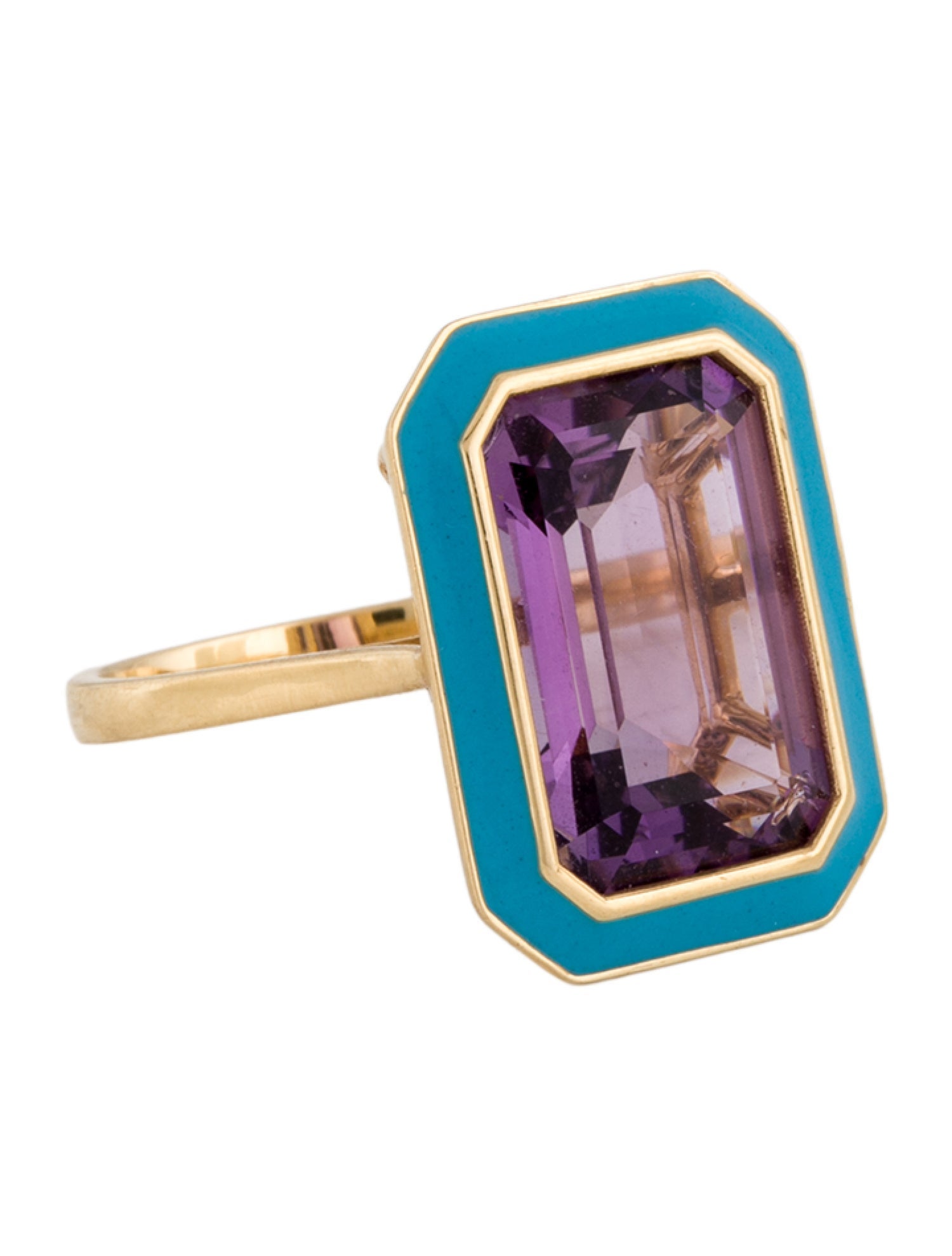 Goshwara 18K Amethyst & Enamel Cocktail Ring