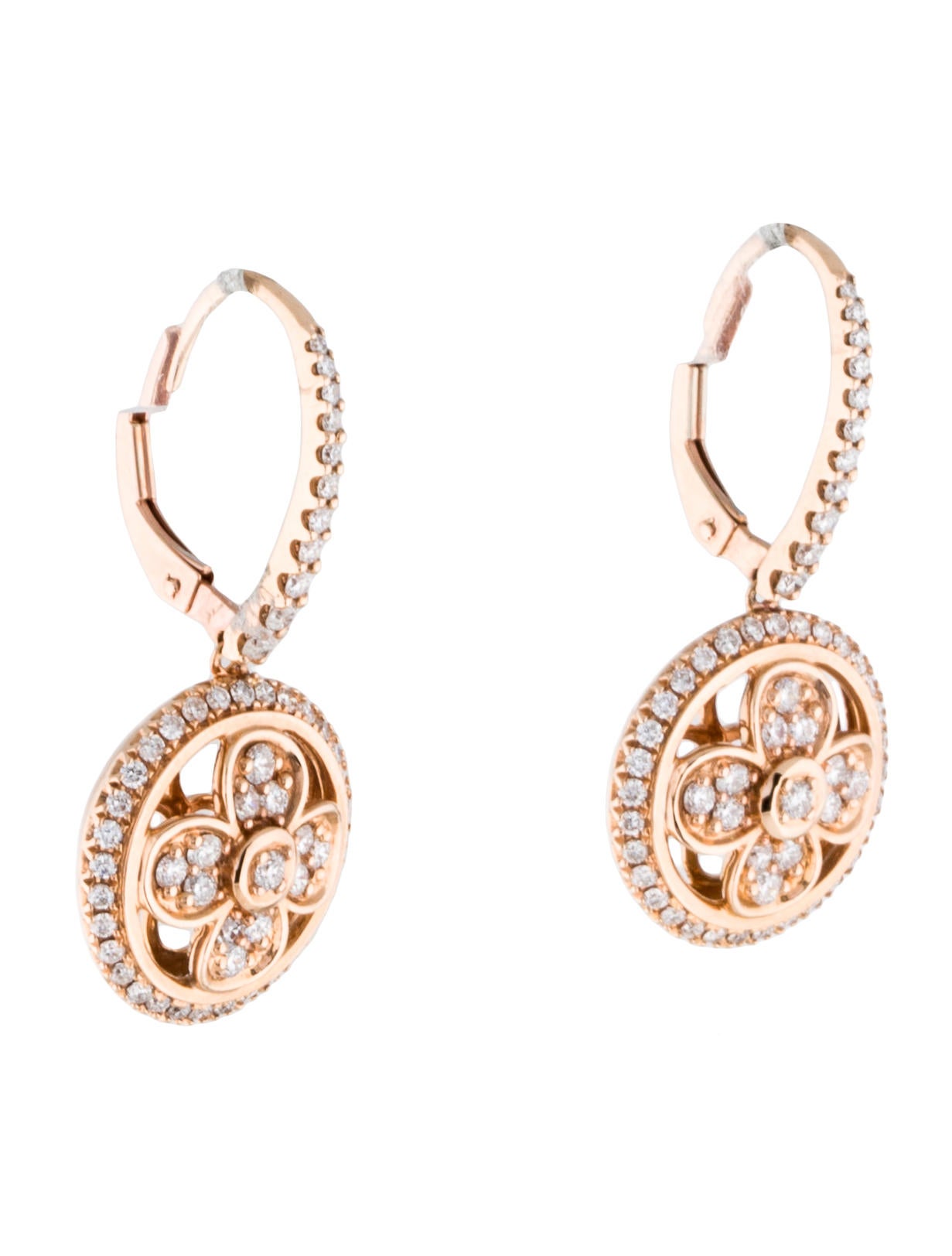 diamond flower drop earrings