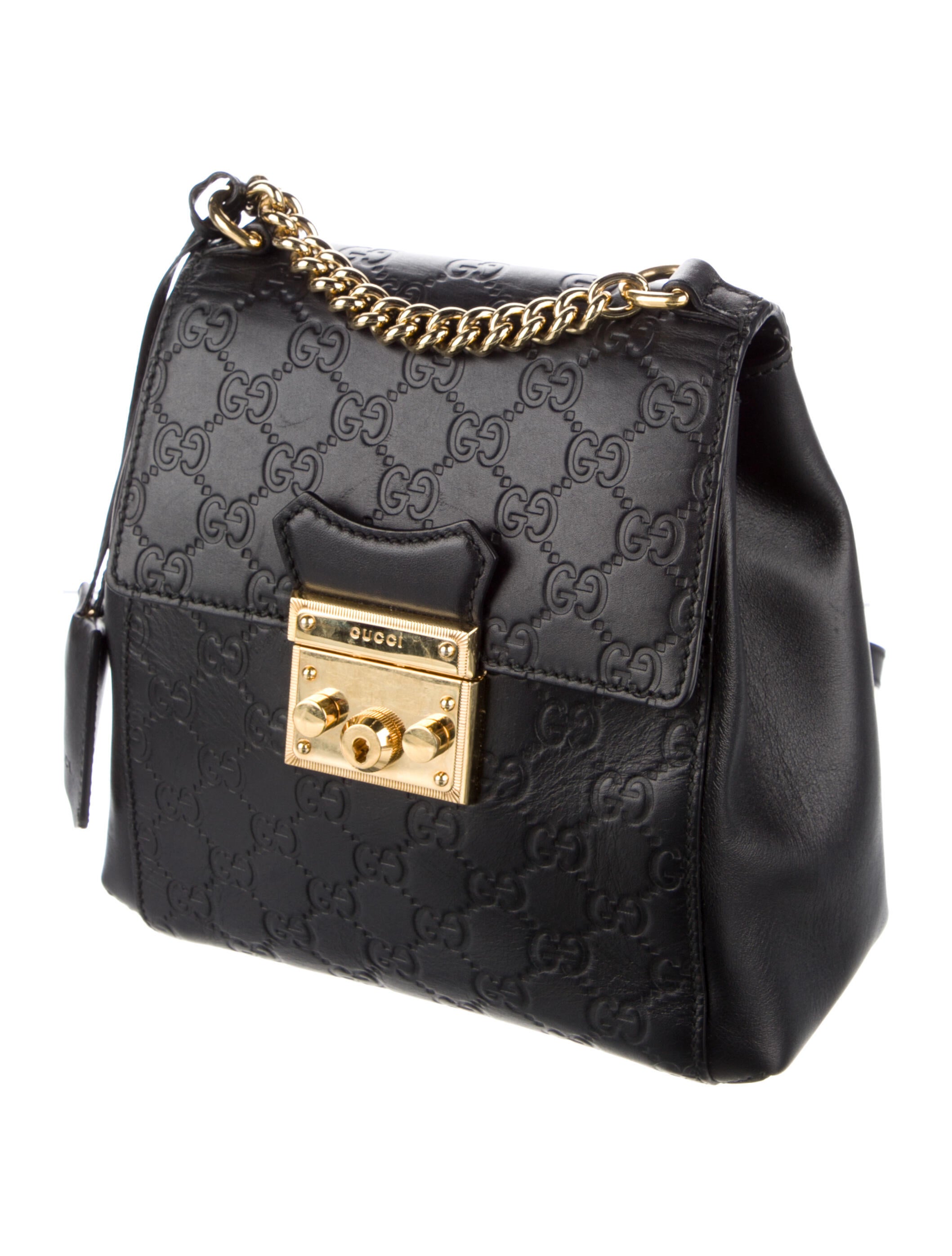 Gucci Guccissima Padlock Backpack Black Backpacks, Handbags