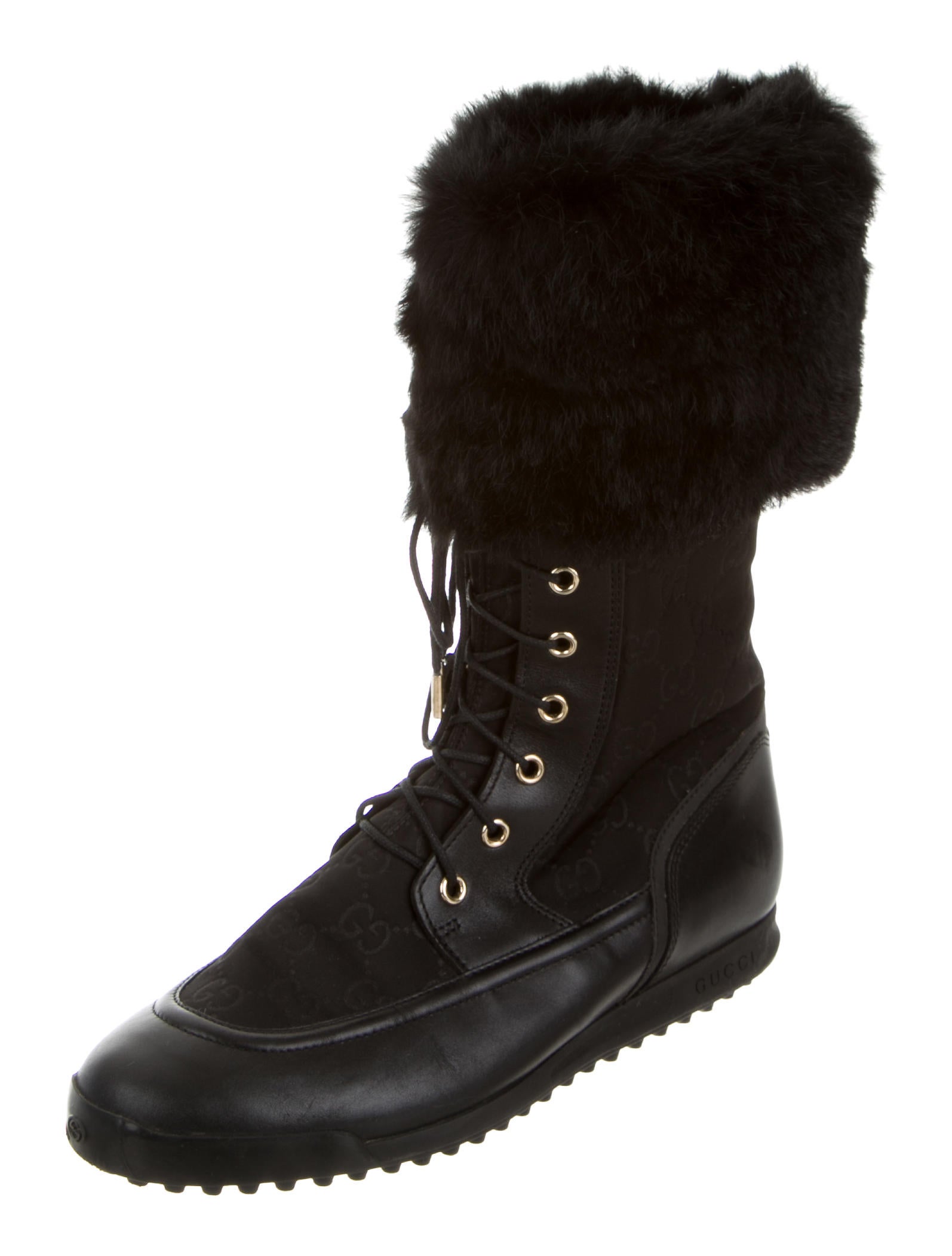 Gucci FurTrimmed GG Boots Black Boots, Shoes GUC101198 The RealReal