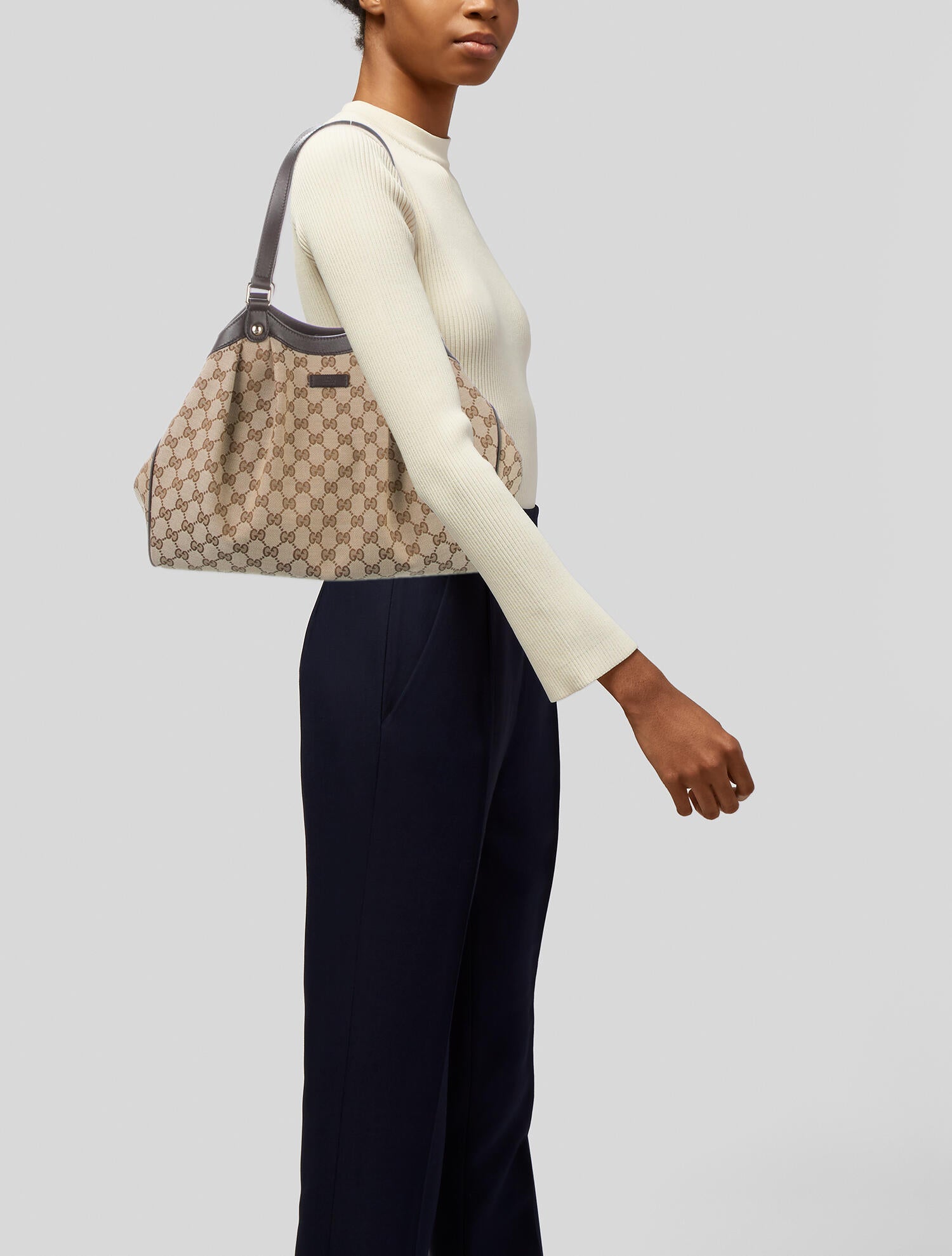 Gucci GG Canvas Pleated Shoulder Bag