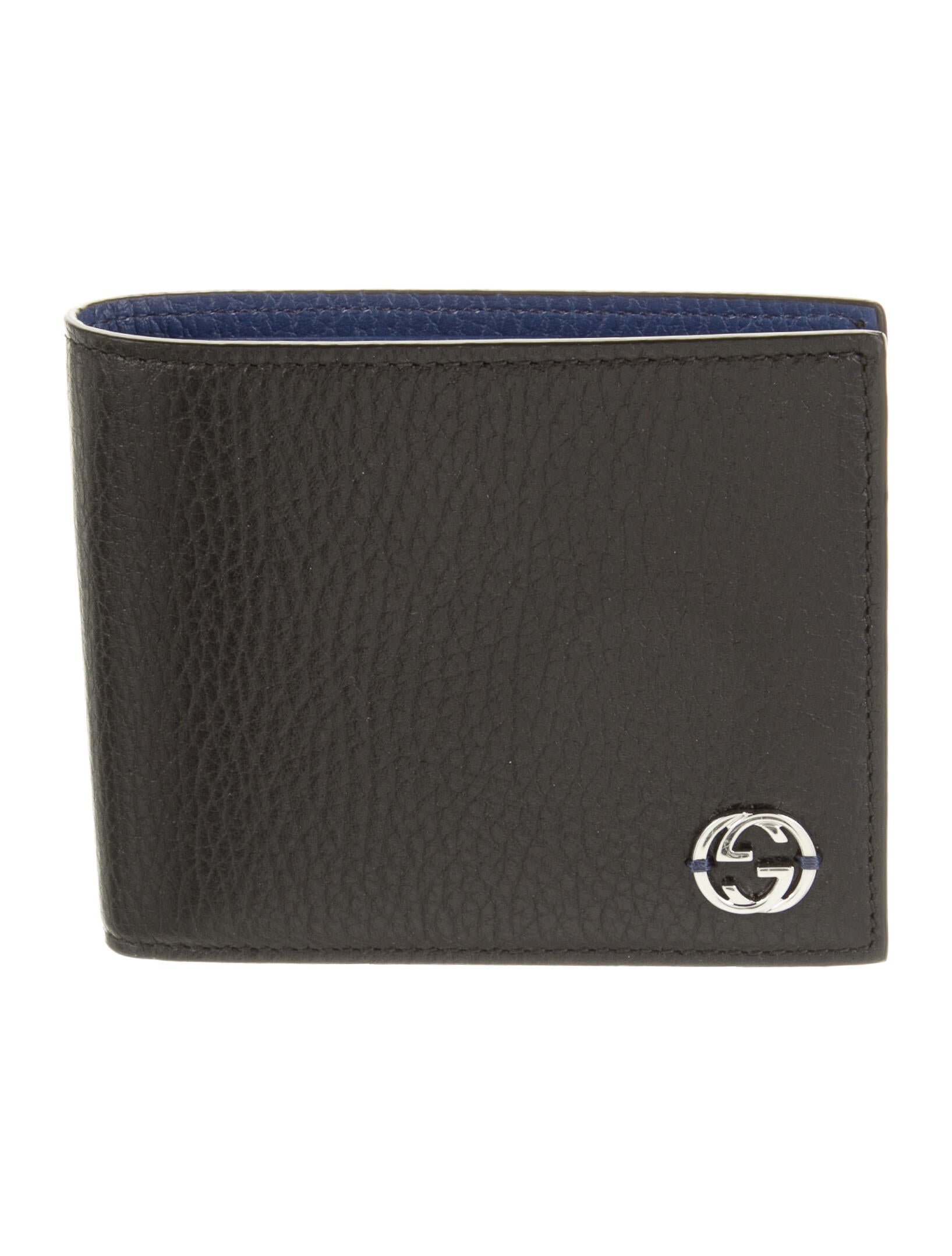 Gucci Interlocking G Logo Leather Bifold Wallet Black Wallets