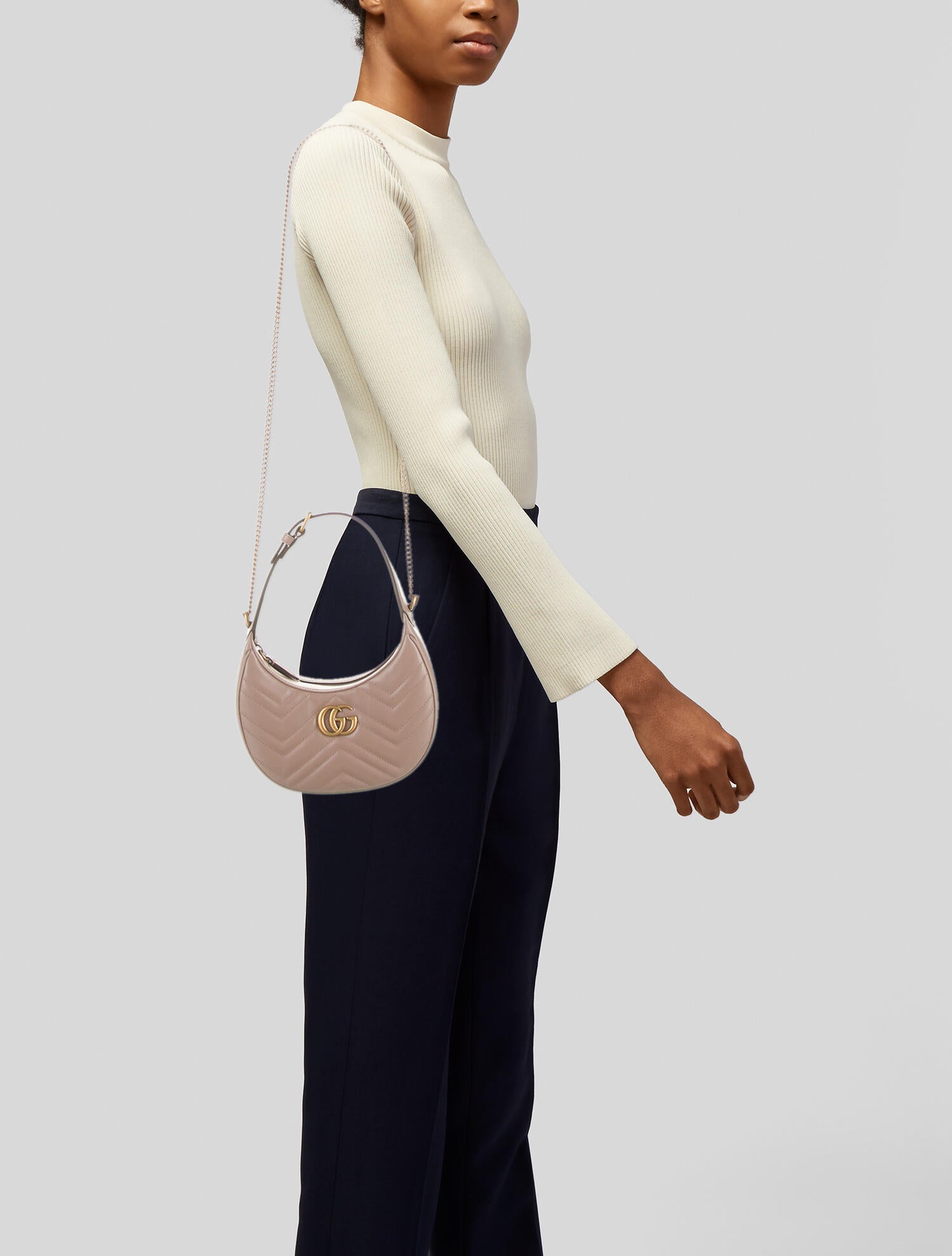 Gucci Marmont Half Moon Shaped Mini Bag - Neutrals Shoulder Bags