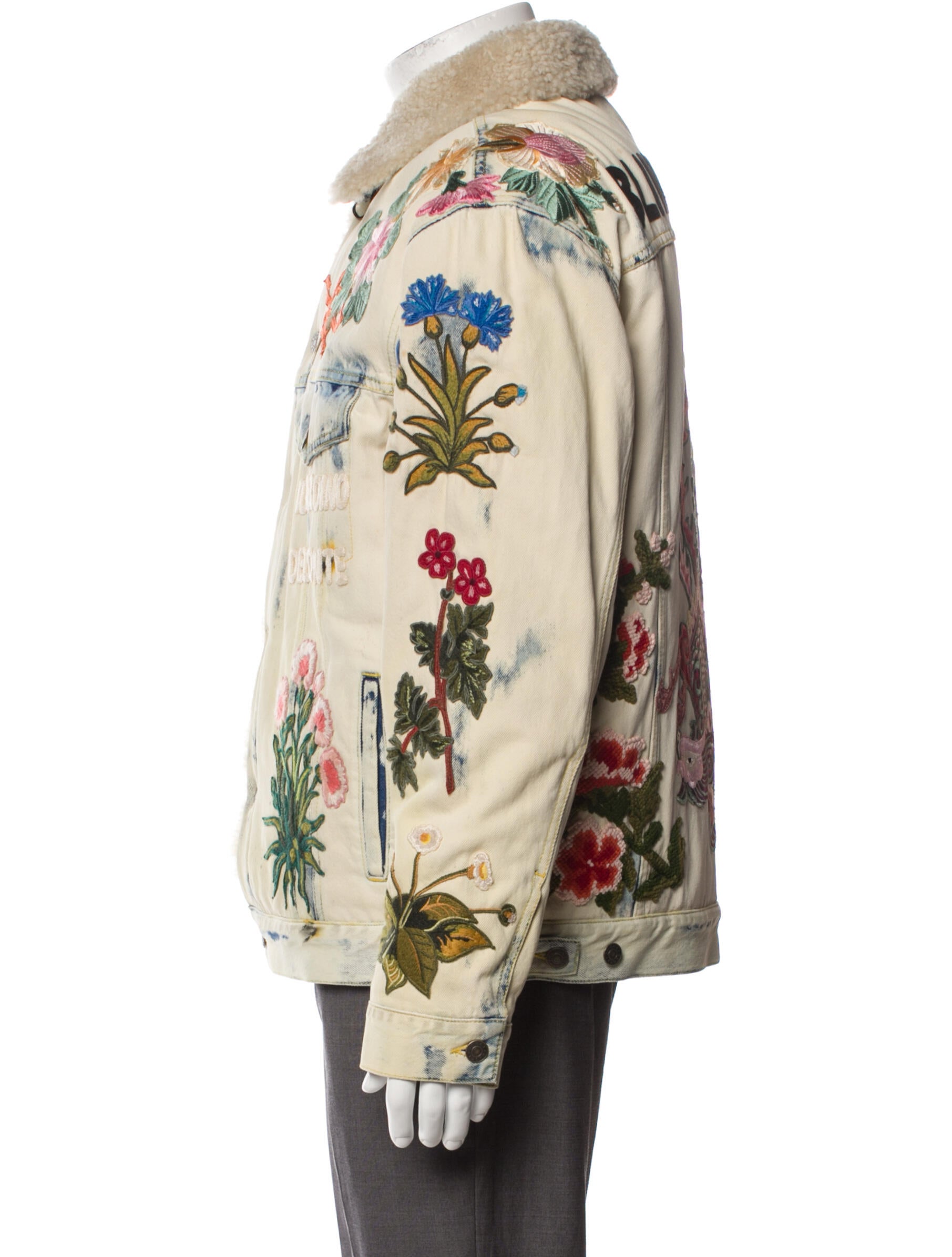 Gucci Blind For Love Graphic Print Denim Jacket - Neutrals