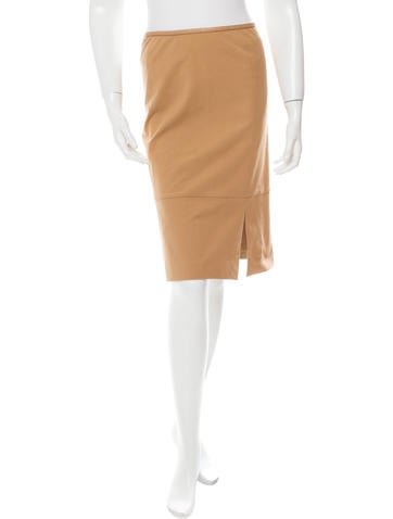 Gucci Leather-Trimmed Pencil Skirt
