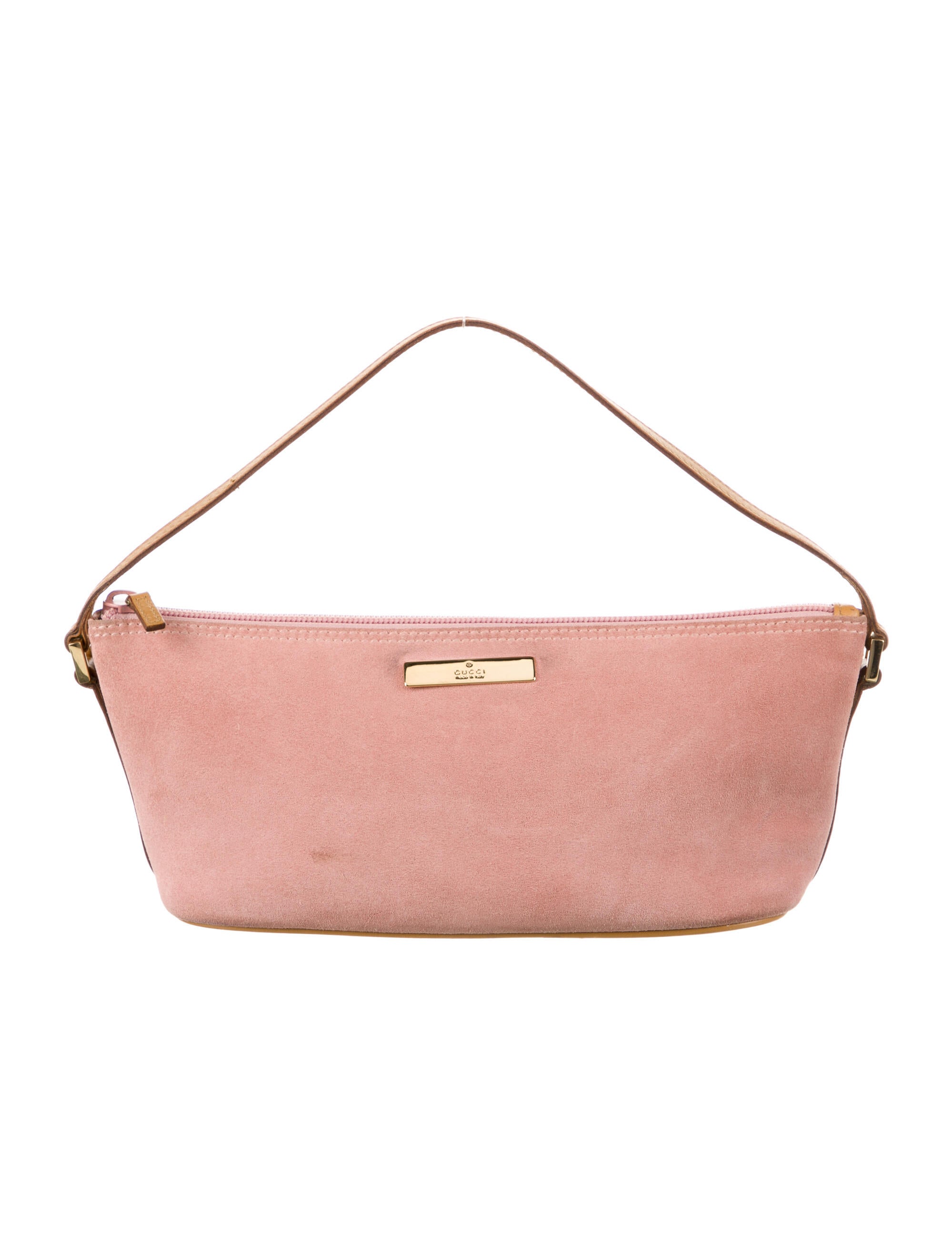 Gucci Suede Boat Pochette Pink Handle Bags, Handbags GUC1035138