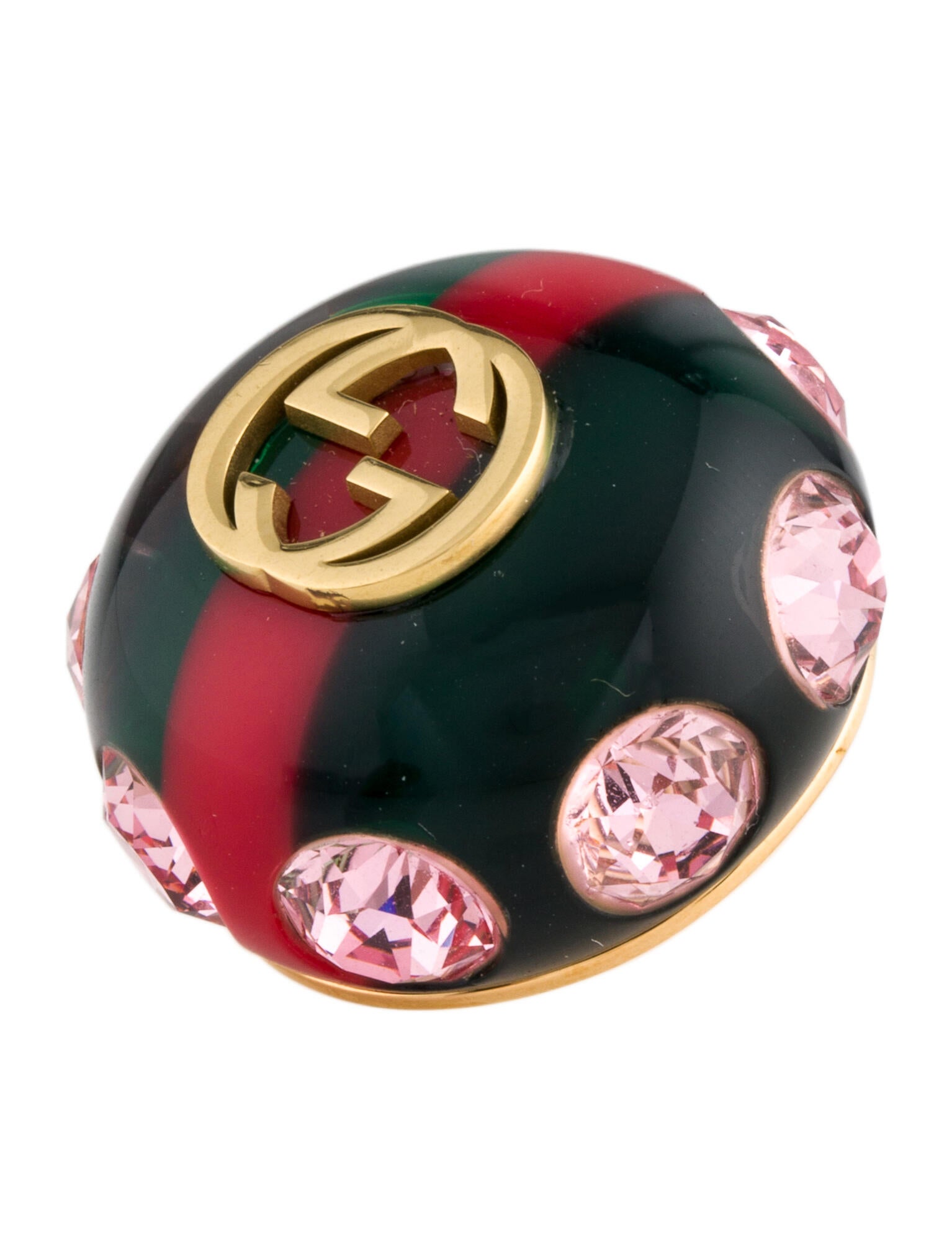 Gucci Crystal & Resin Vintage  Brooch GoldTone Metal Pin