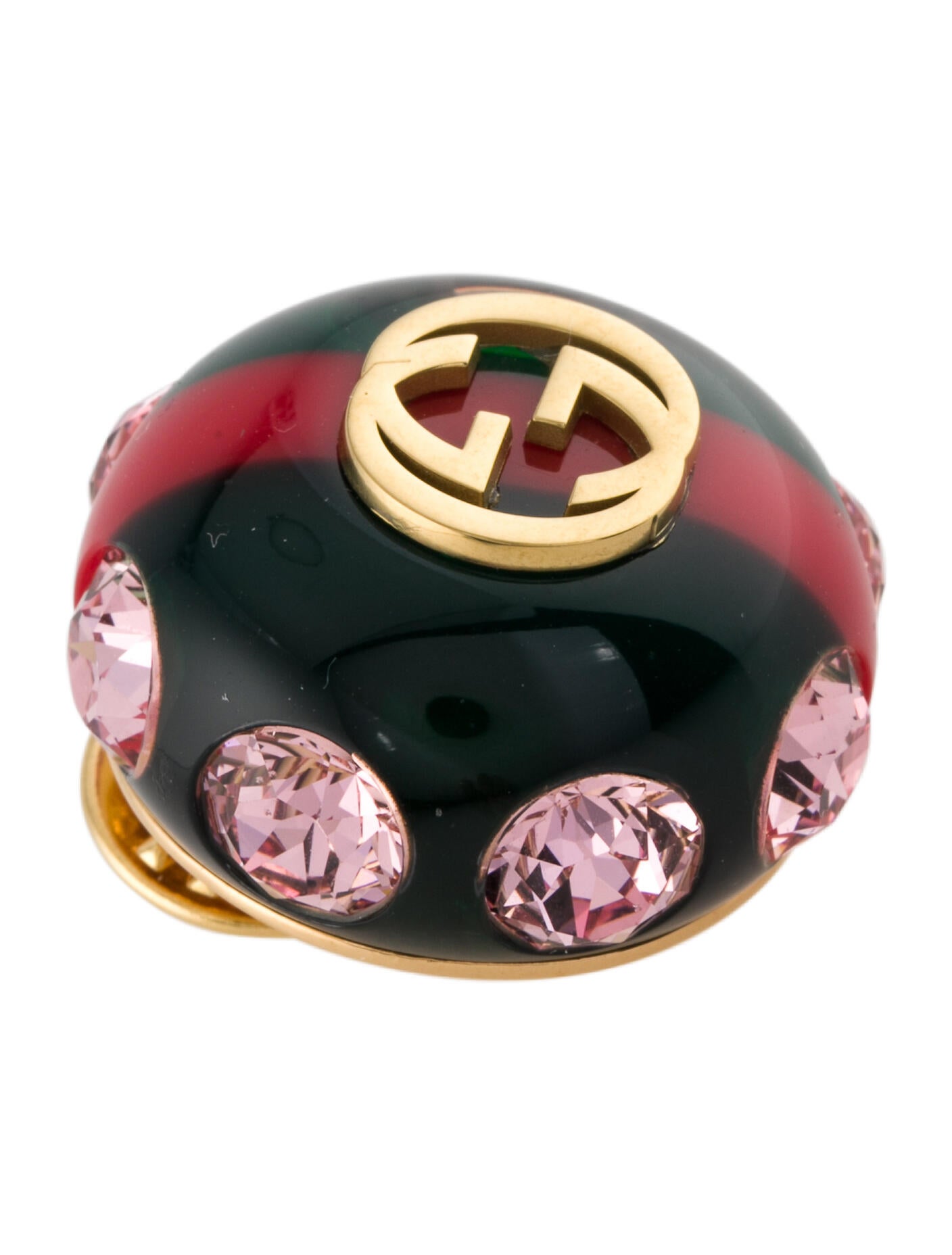 Gucci Crystal & Resin Vintage  Brooch GoldTone Metal Pin