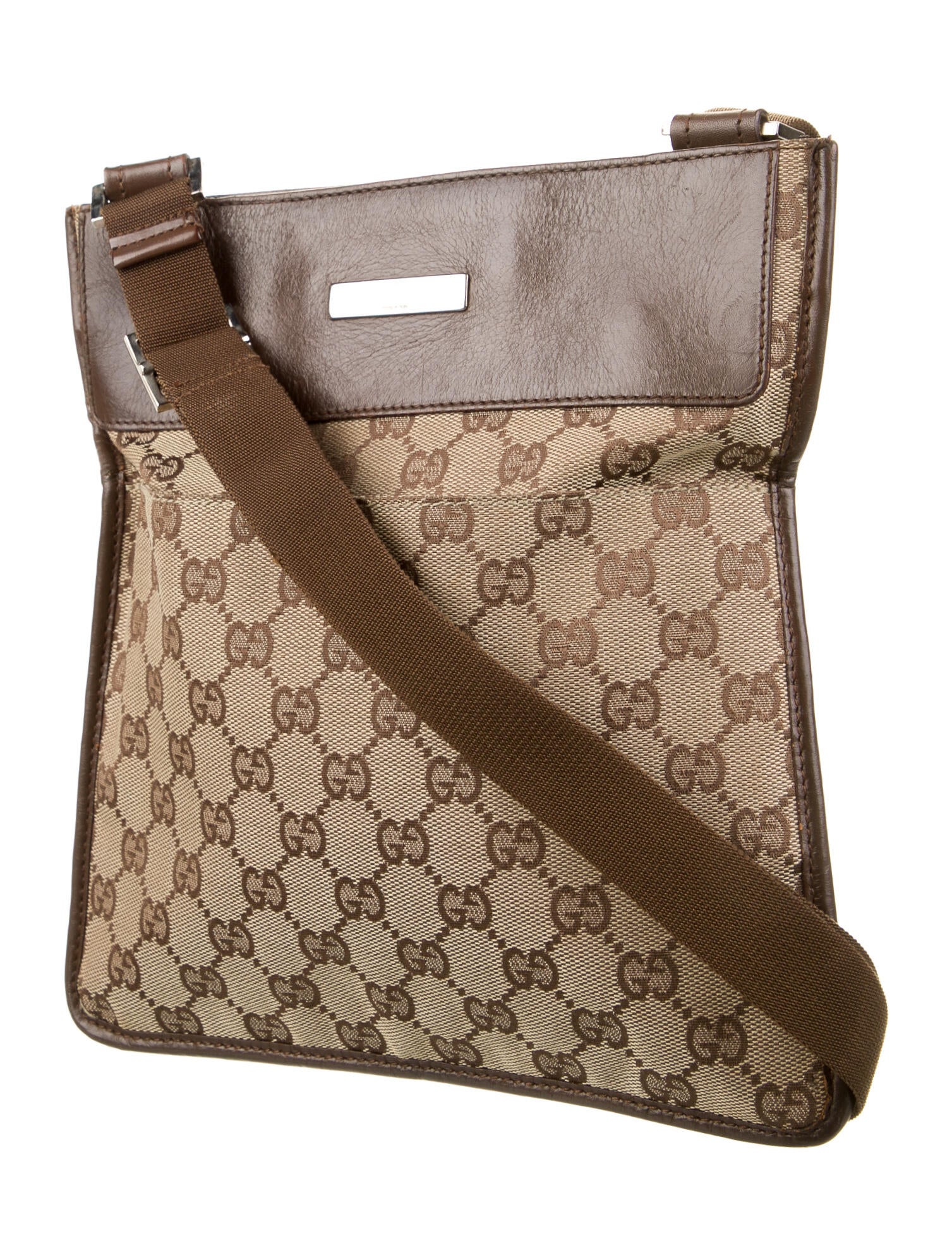 Gucci GG Canvas Messenger Bag Brown Crossbody Bags, Handbags