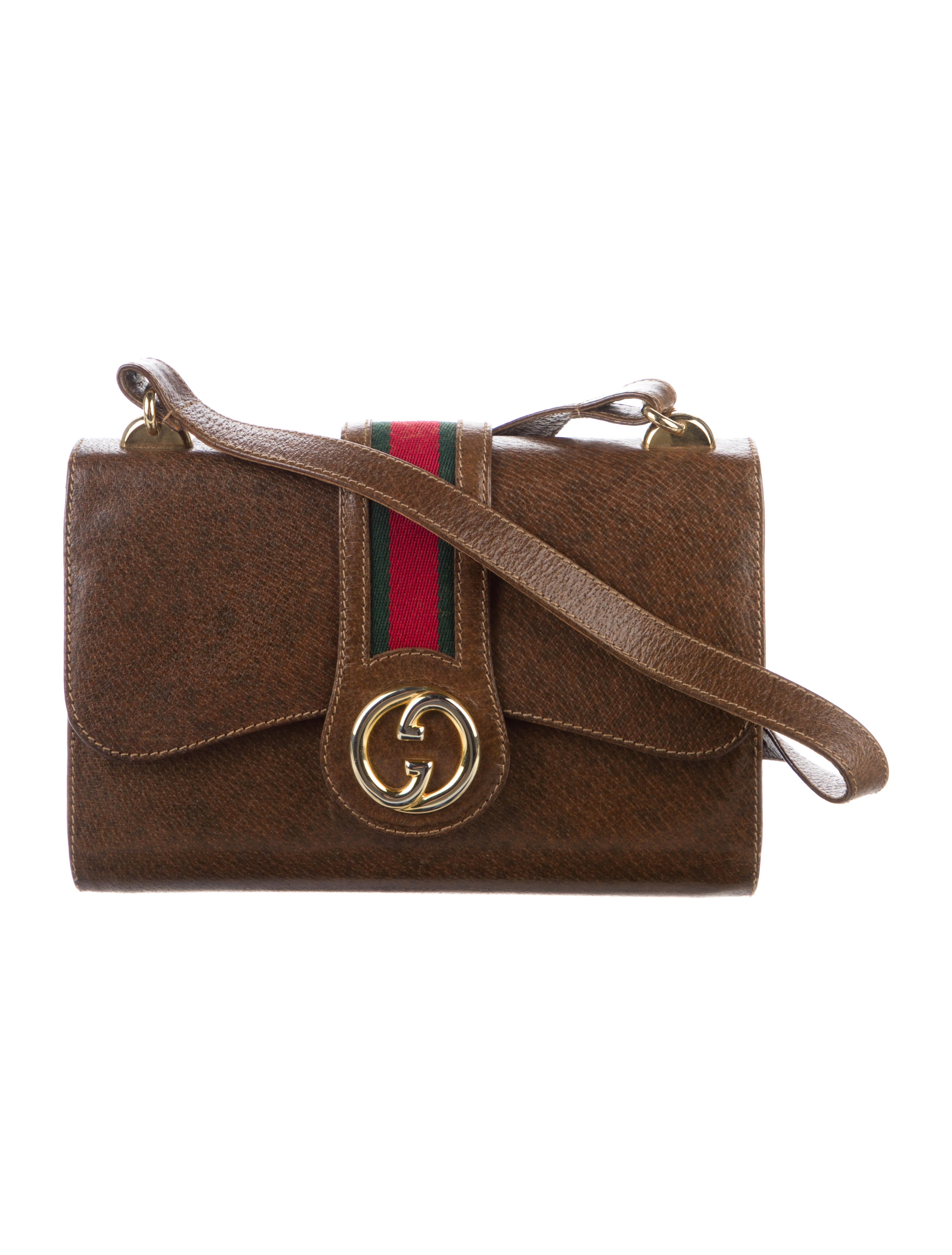 Gucci Vintage Leather Shoulder Bag Brown Shoulder Bags, Handbags