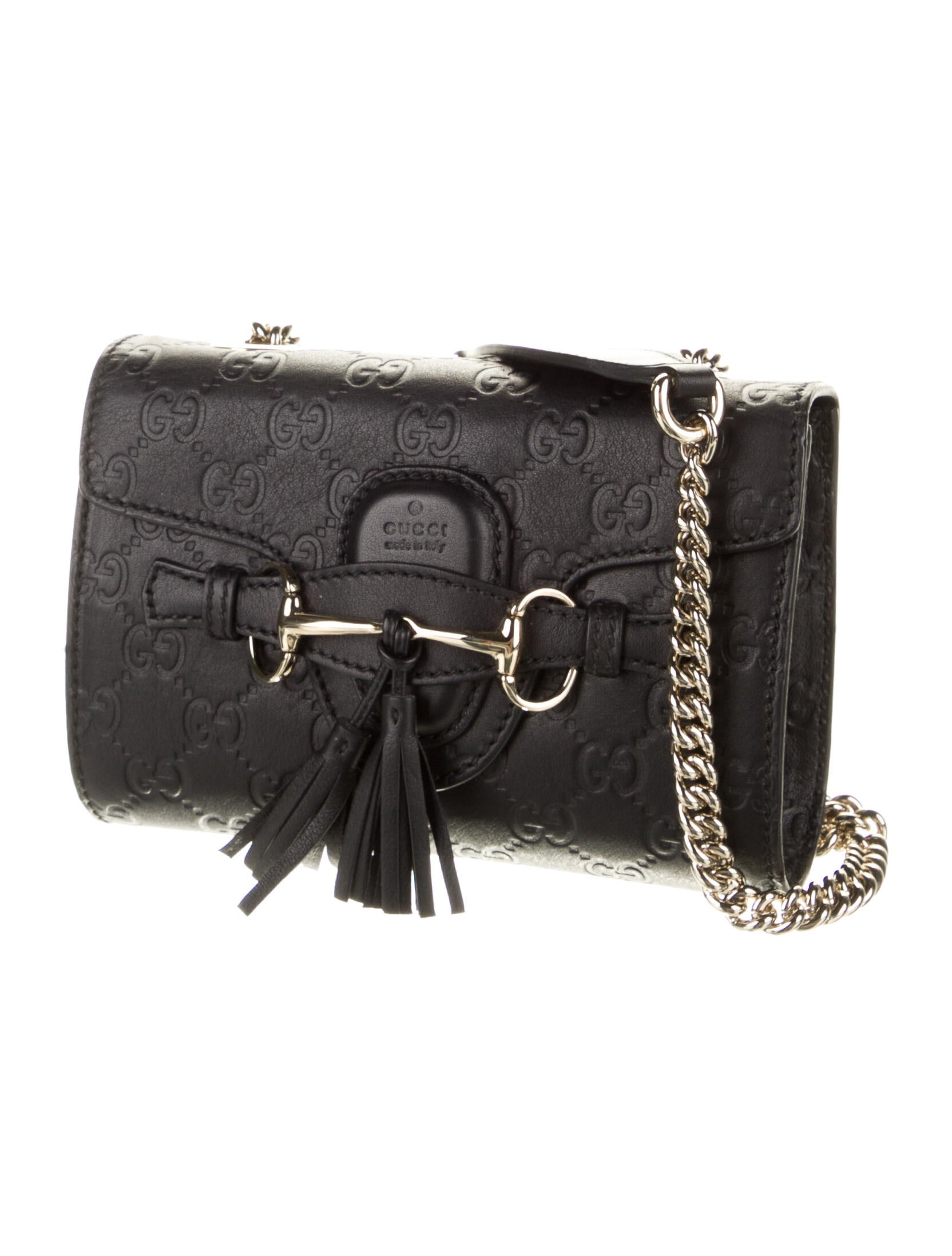 Gucci Guccissima Mini Emily Crossbody Bag Black Crossbody Bags