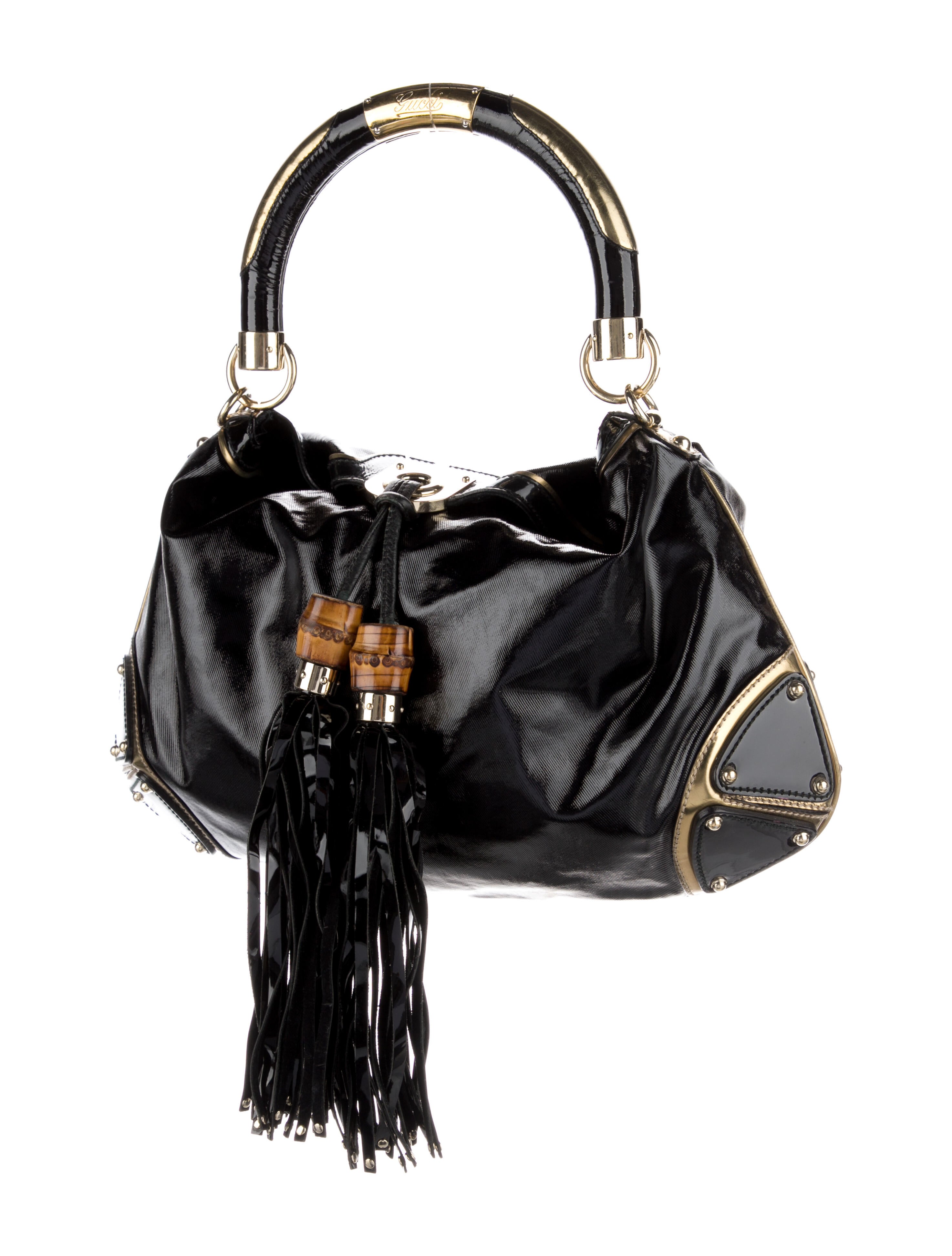 Gucci Patent Leather Babouska Indy Hobo Black Hobos Handbags GUC1044355 The RealReal