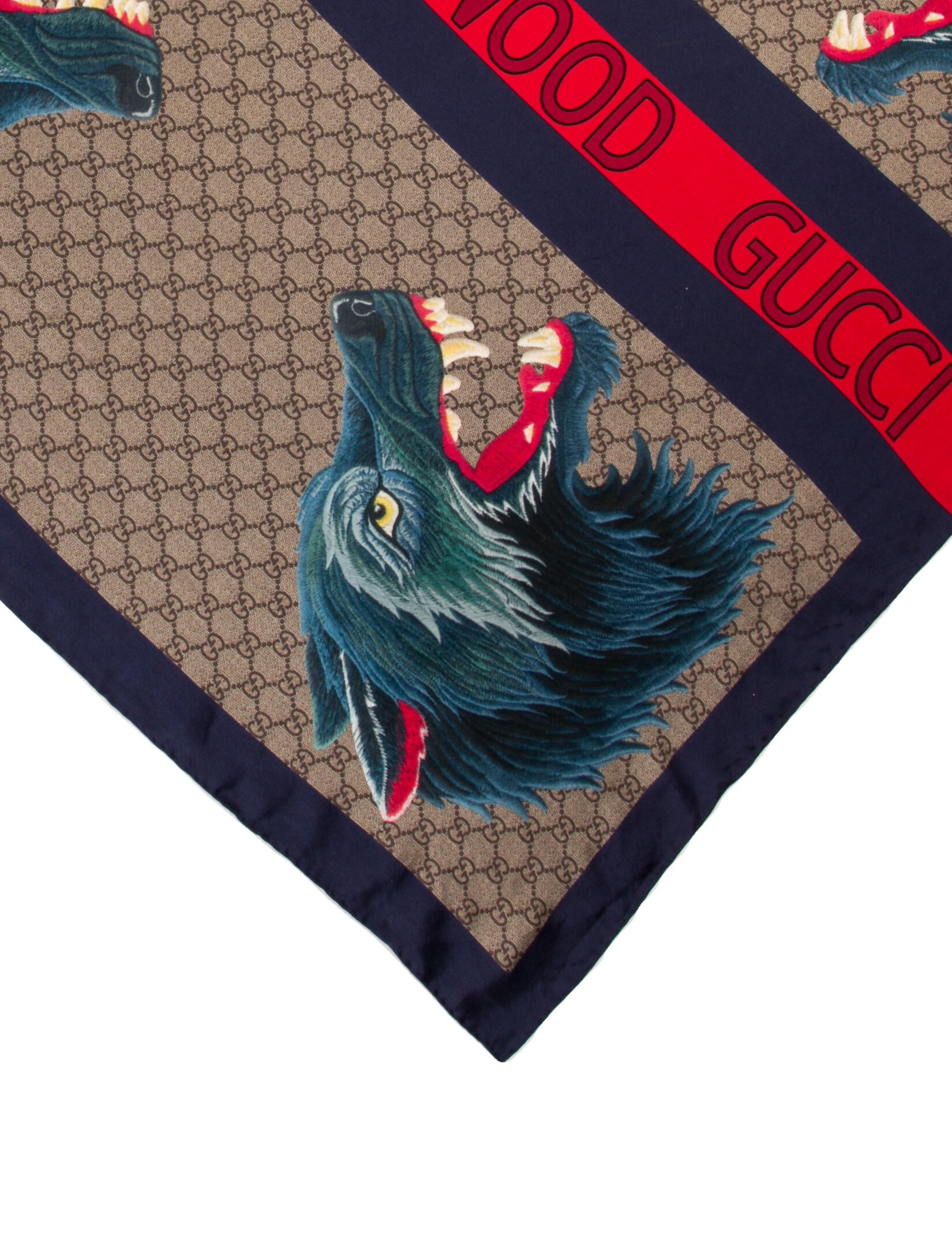 Gucci XXV Holllywood Wolf GG Supreme Scarf - Neutrals Scarves and