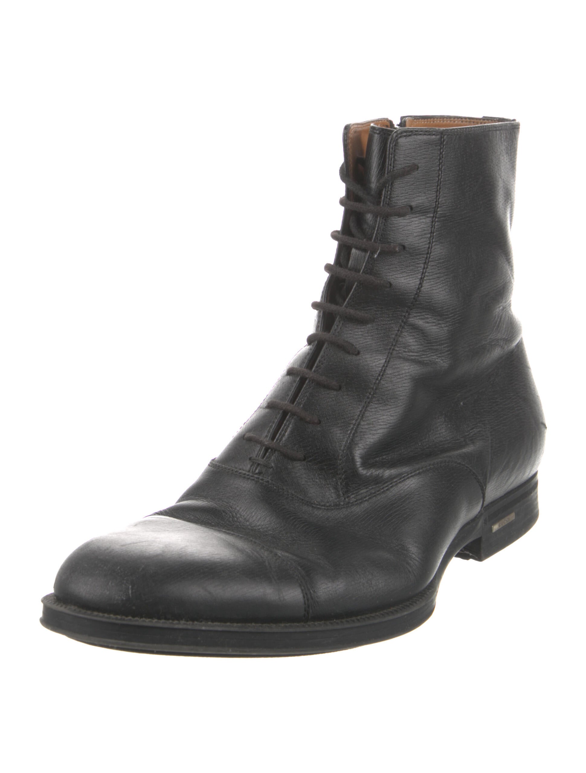 Gucci Leather LaceUp Boots Black Boots, Shoes GUC1047158 The