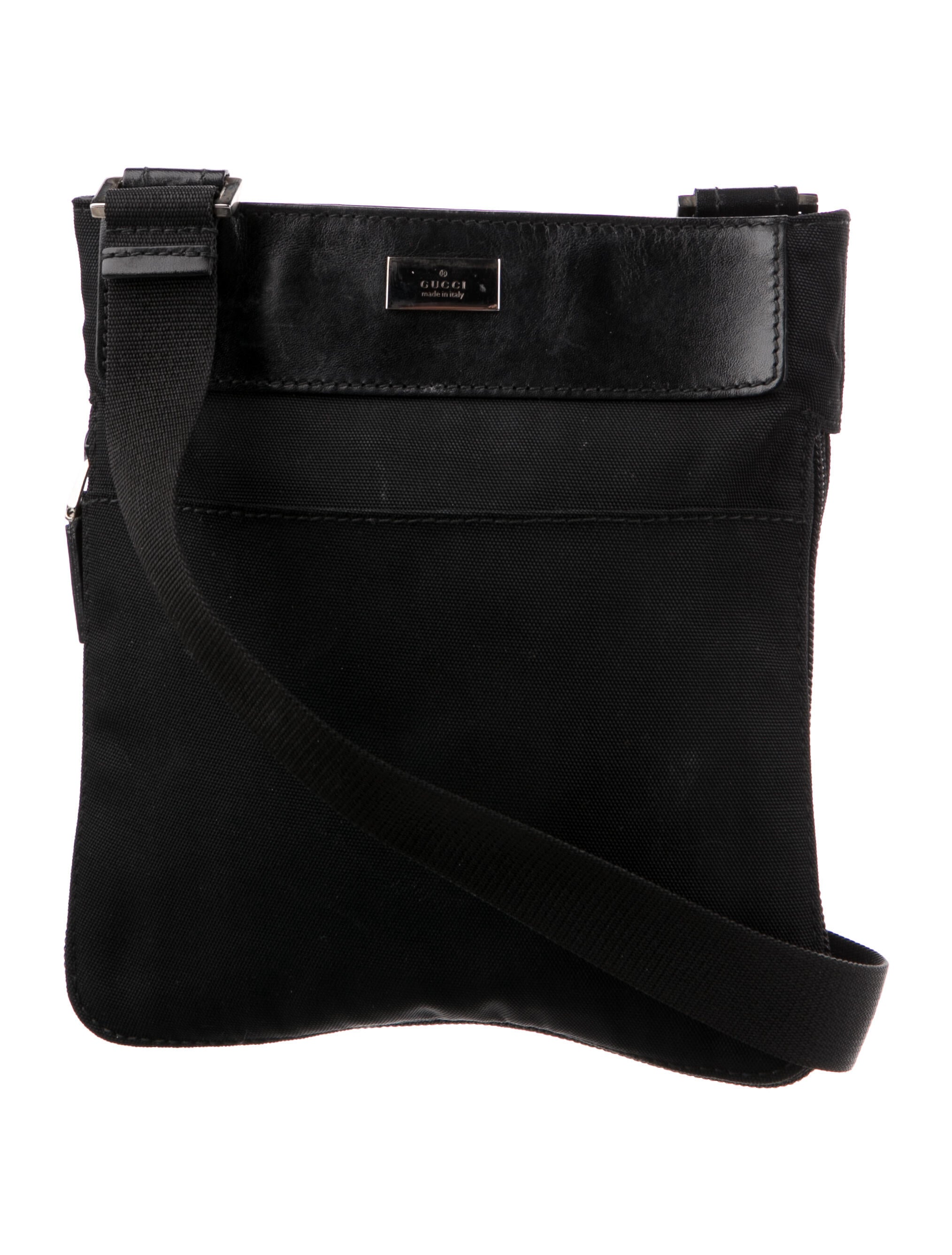 Gucci Vintage Small Nylon Messenger Bag Black Crossbody Bags