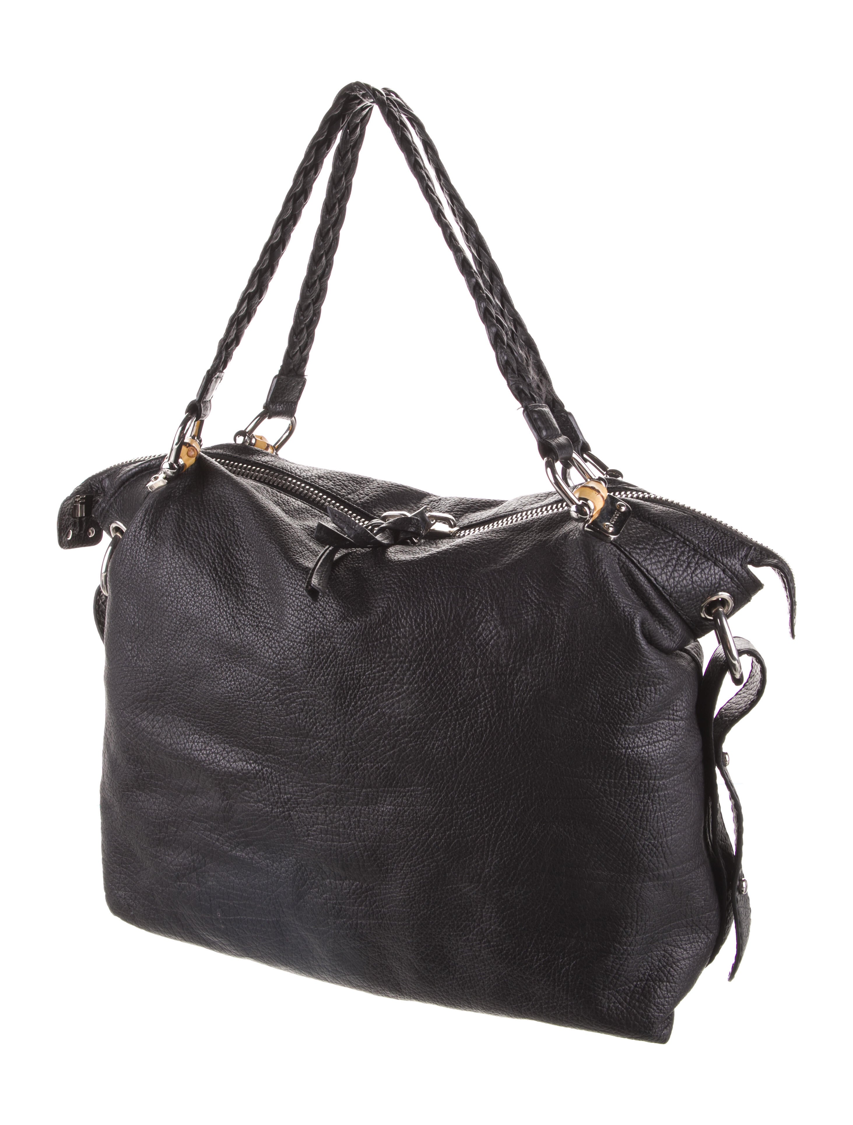 Gucci Large Bamboo Bar Tassel Shoulder Bag Black Shoulder Bags