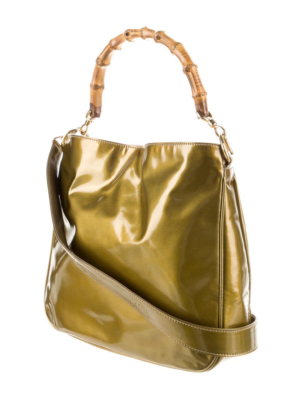 Gucci Vintage Patent Leather Bamboo Bag - image 3