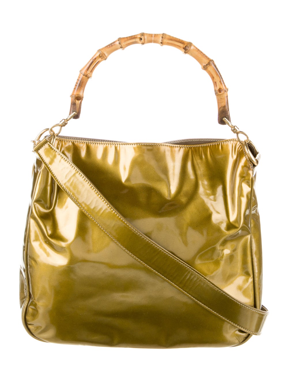 Gucci Vintage Patent Leather Bamboo Bag - image 4