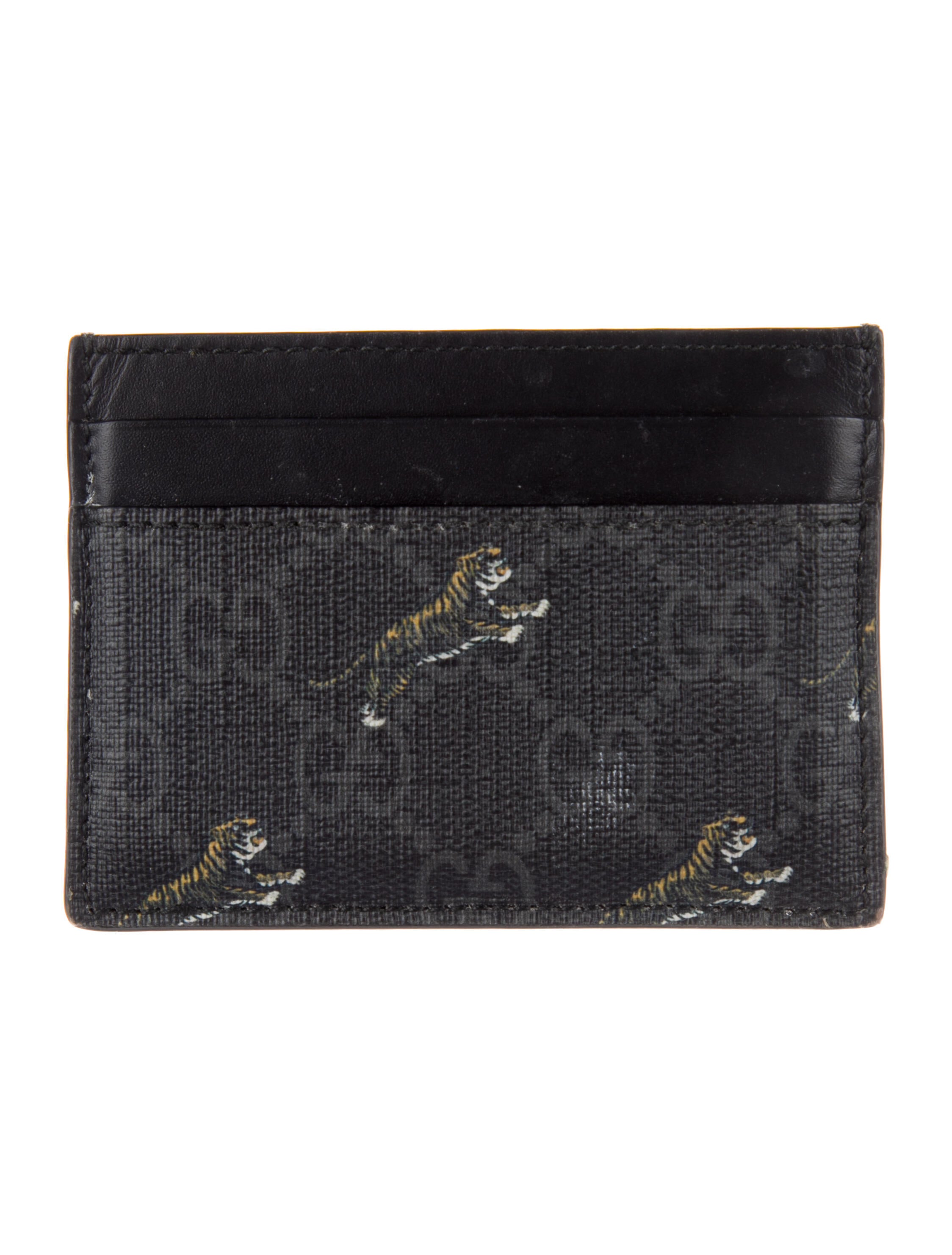 Gucci Tiger Print Card Holder GG Supreme Card Holder Black Wallets
