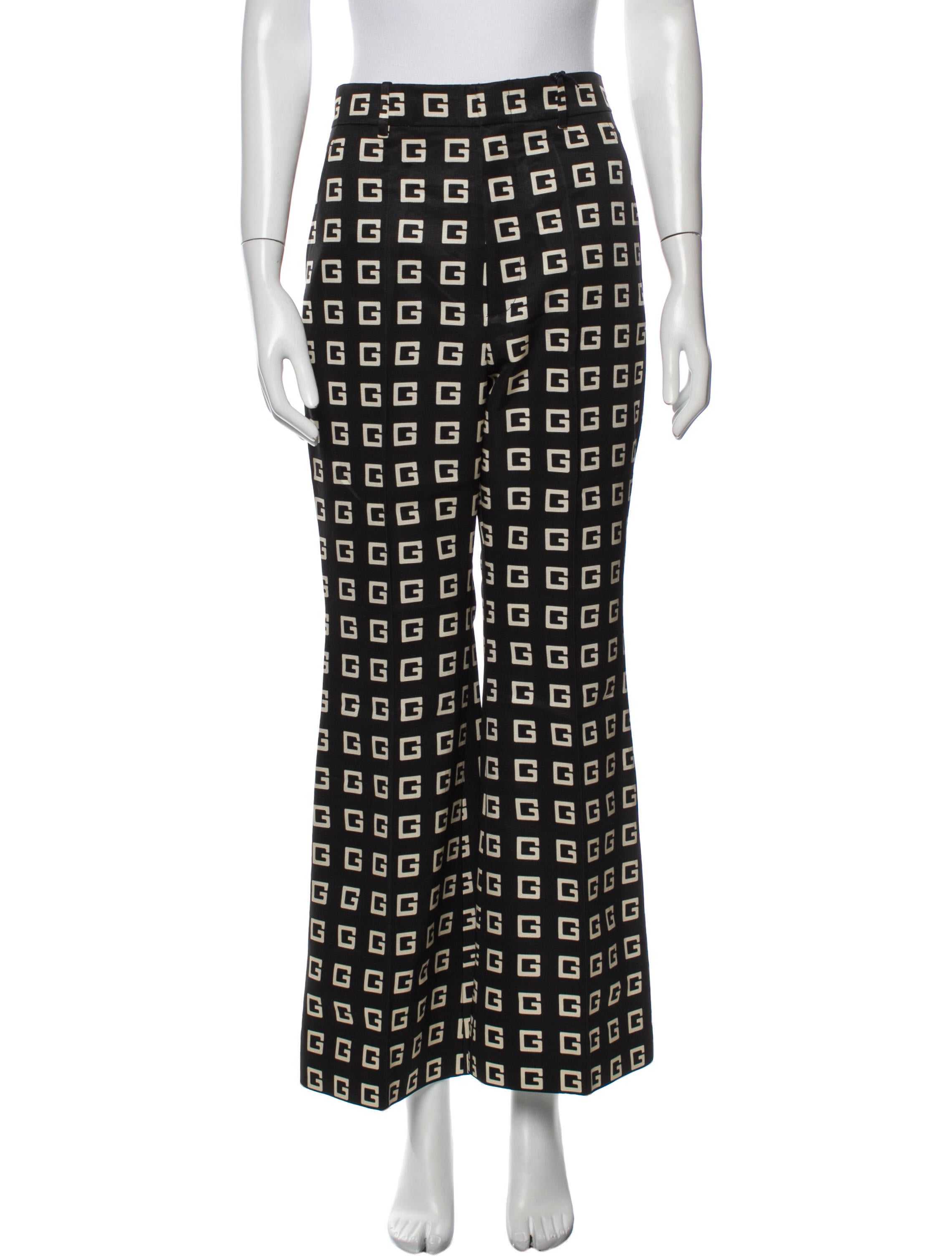 Gucci Square G Print Flare Wide Leg Pants - Black, 12.25