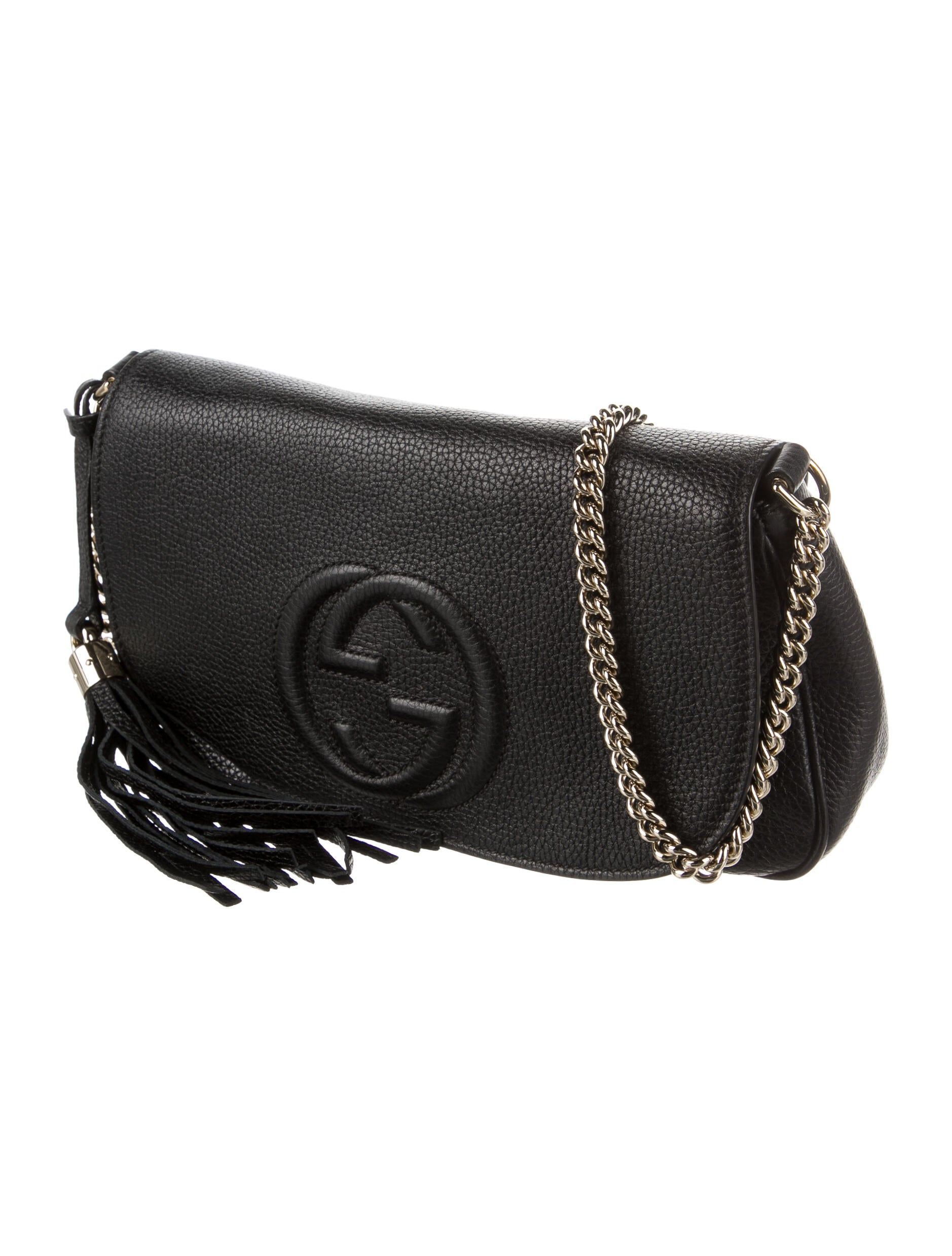 Gucci Medium Soho Flap Chain Crossbody Bag Black Crossbody Bags