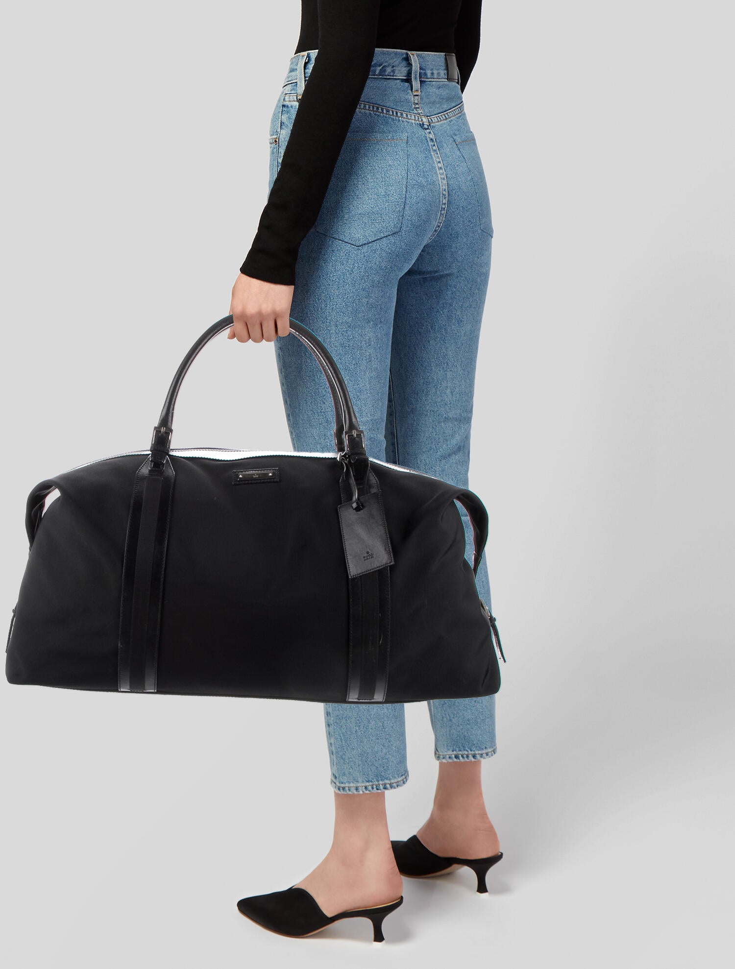 Gucci Large Nylon CarryOn Duffle Bag Black Luggage and Travel