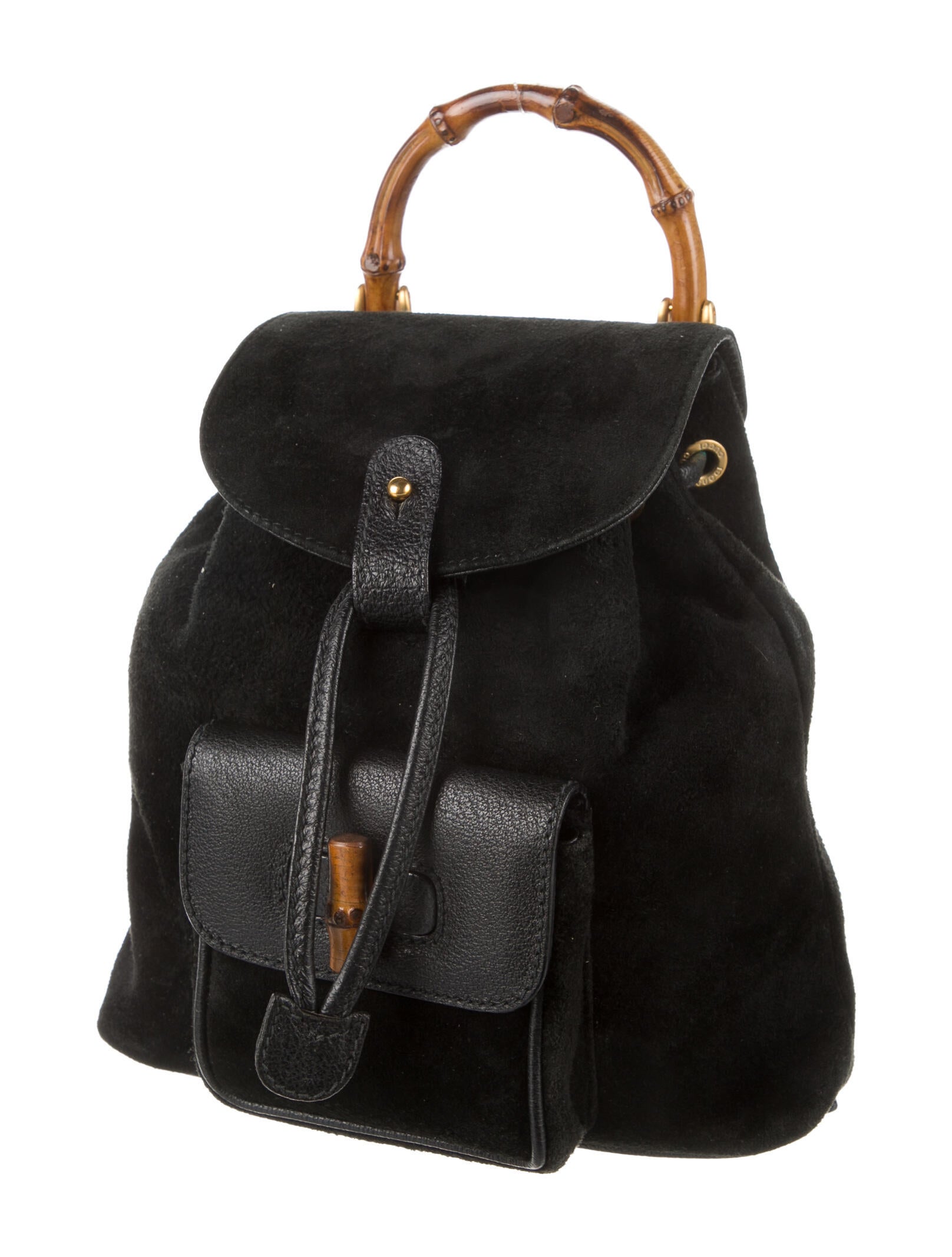 Gucci Vintage Mini Bamboo Backpack Black Backpacks, Handbags
