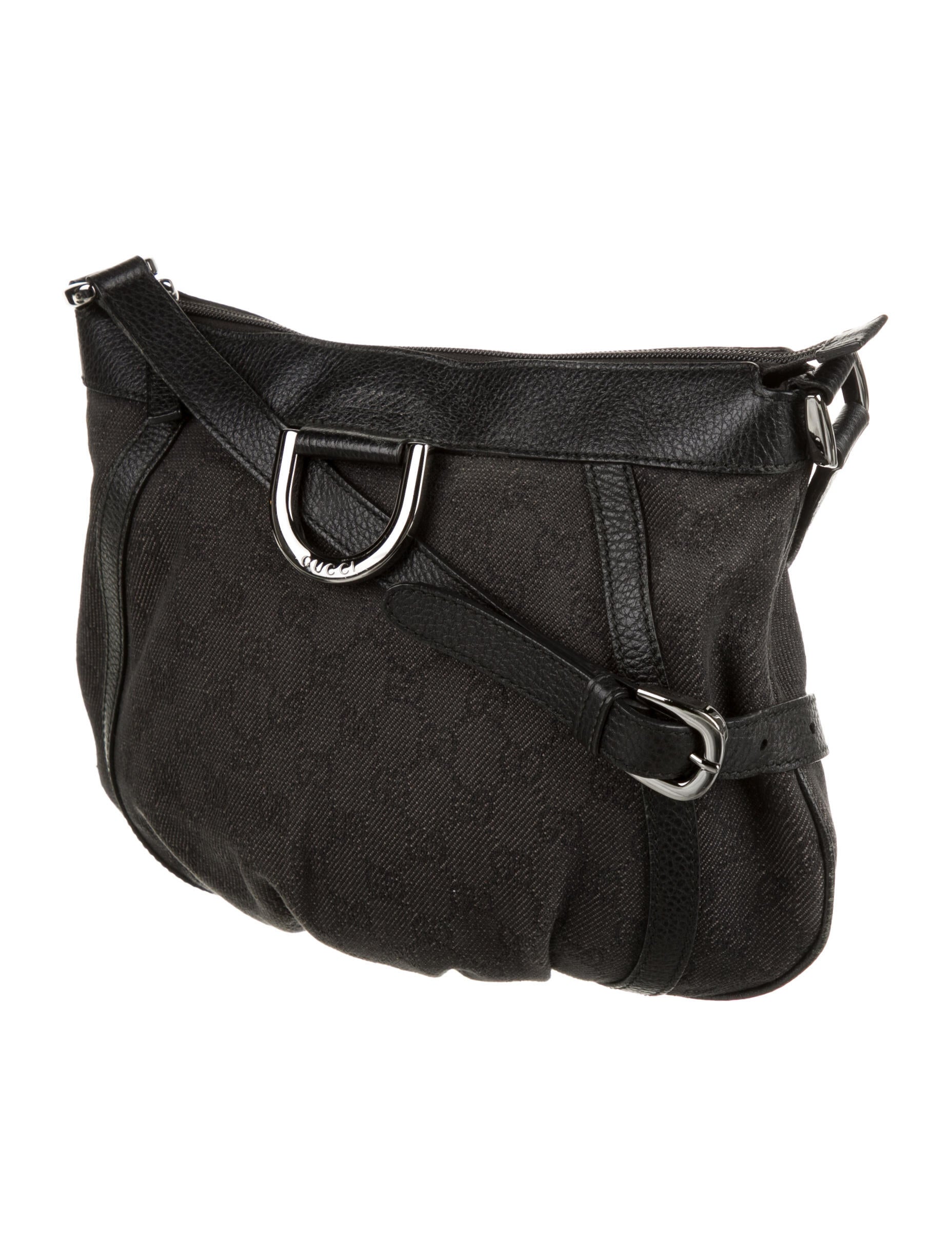 Gucci Small GG Denim DRing Abbey Crossbody Bag Black Crossbody Bags